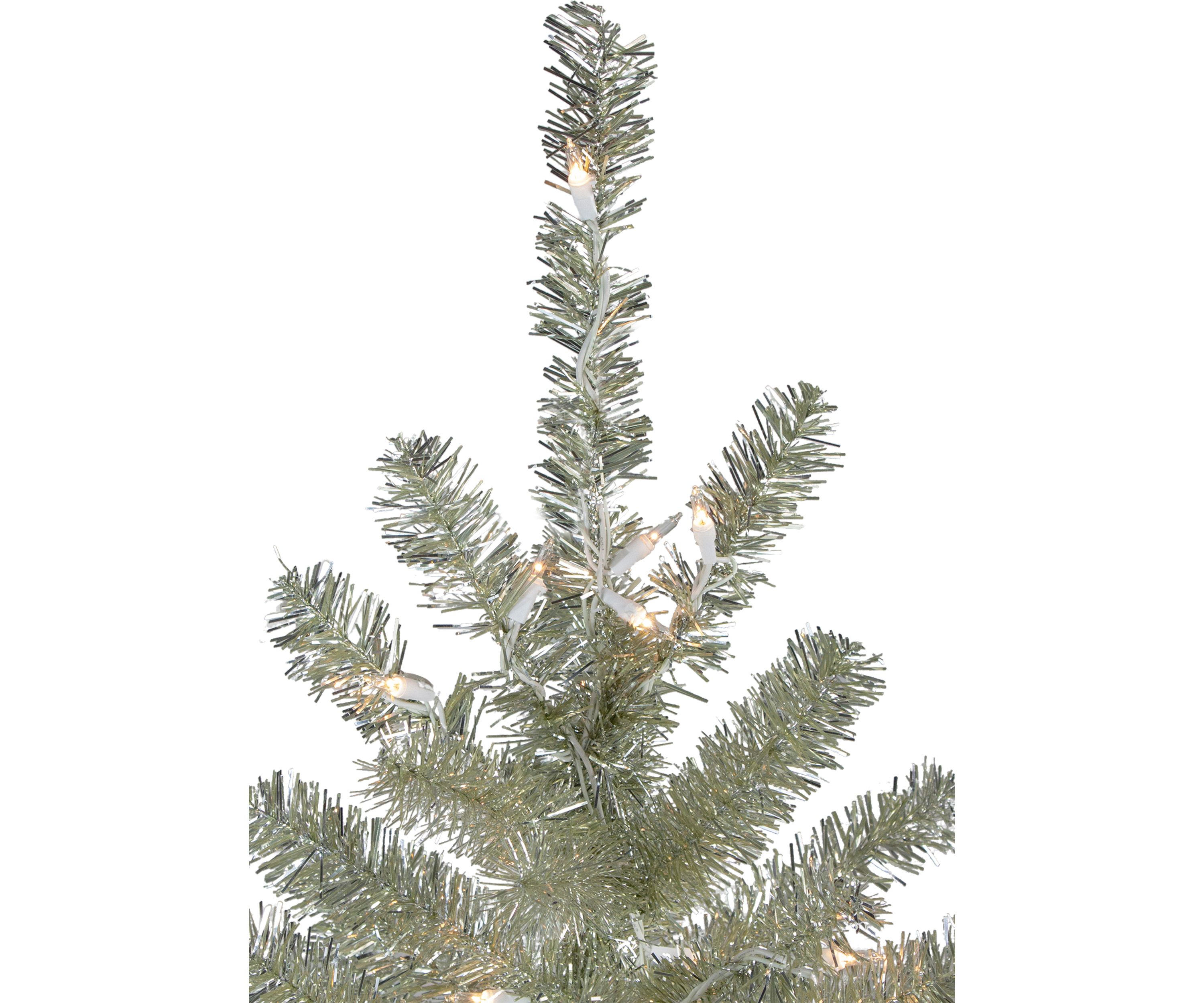 6 Pre-Lit Metallic Sheer Champagne Artificial Tinsel Christmas Tree - Clear Lights