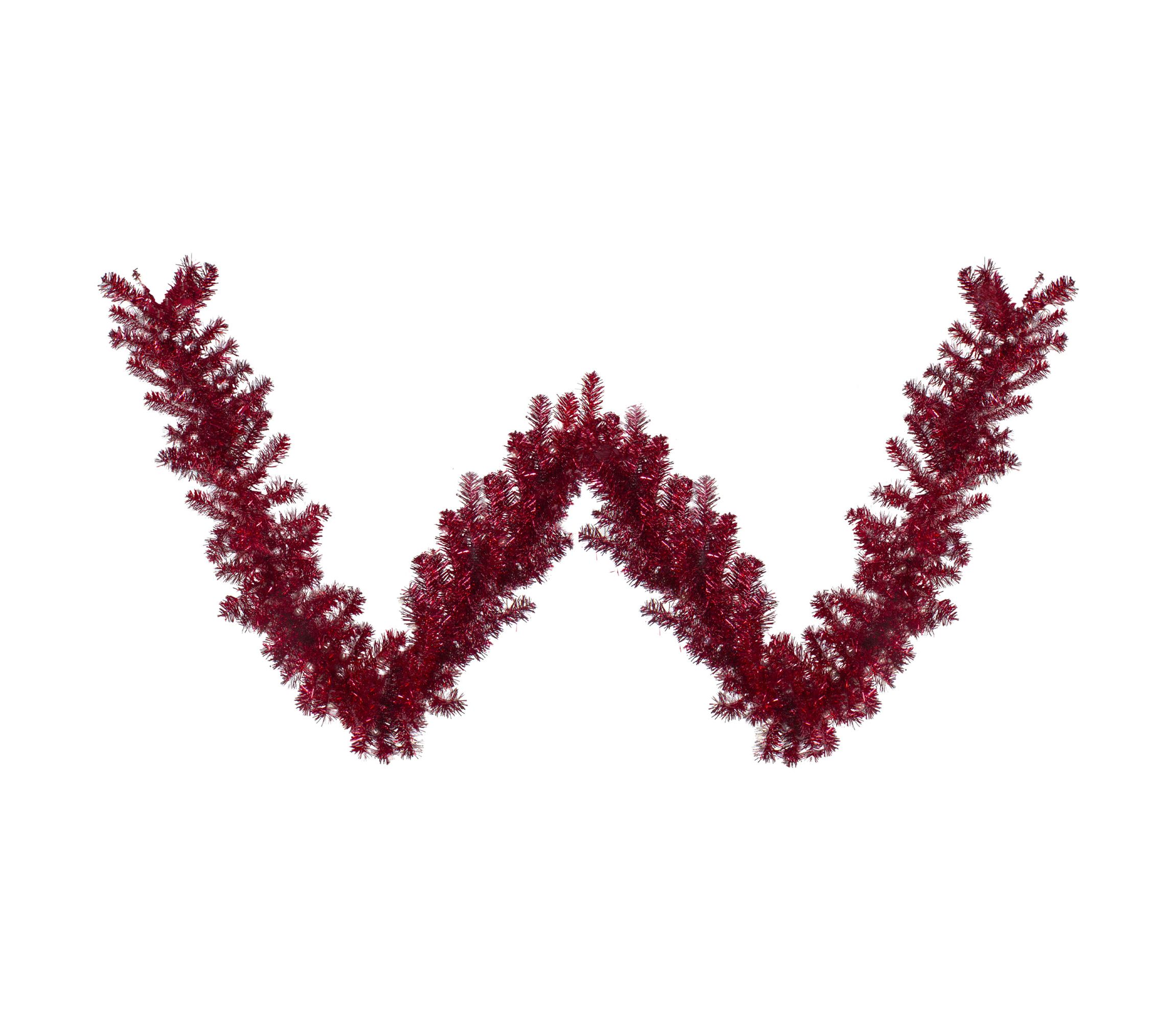 9ft x 12inch Metallic Red Tinsel Artificial Christmas Garland Unlit