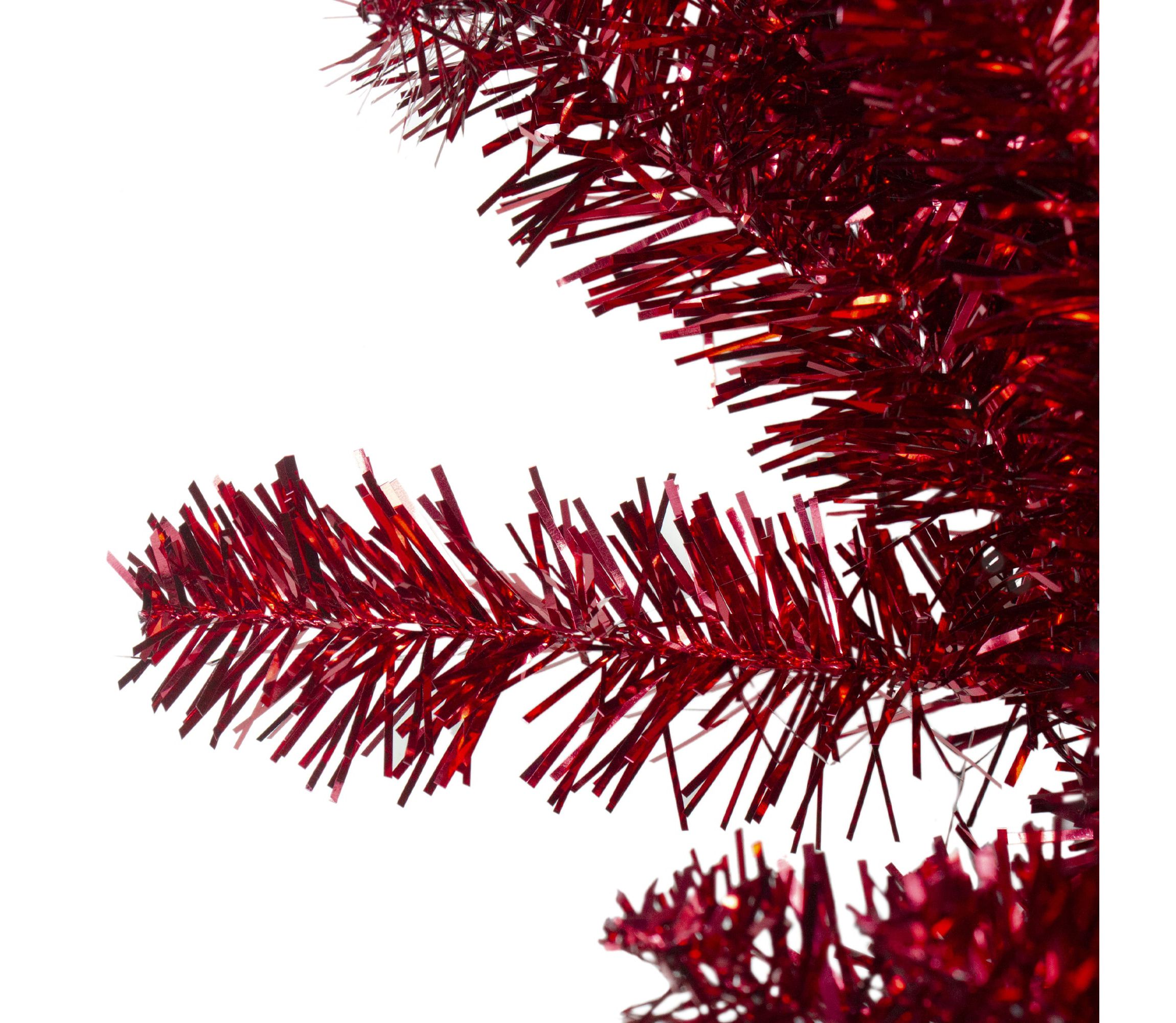 9ft x 12inch Metallic Red Tinsel Artificial Christmas Garland Unlit