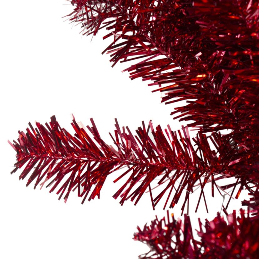 9ft x 12inch Metallic Red Tinsel Artificial Christmas Garland Unlit