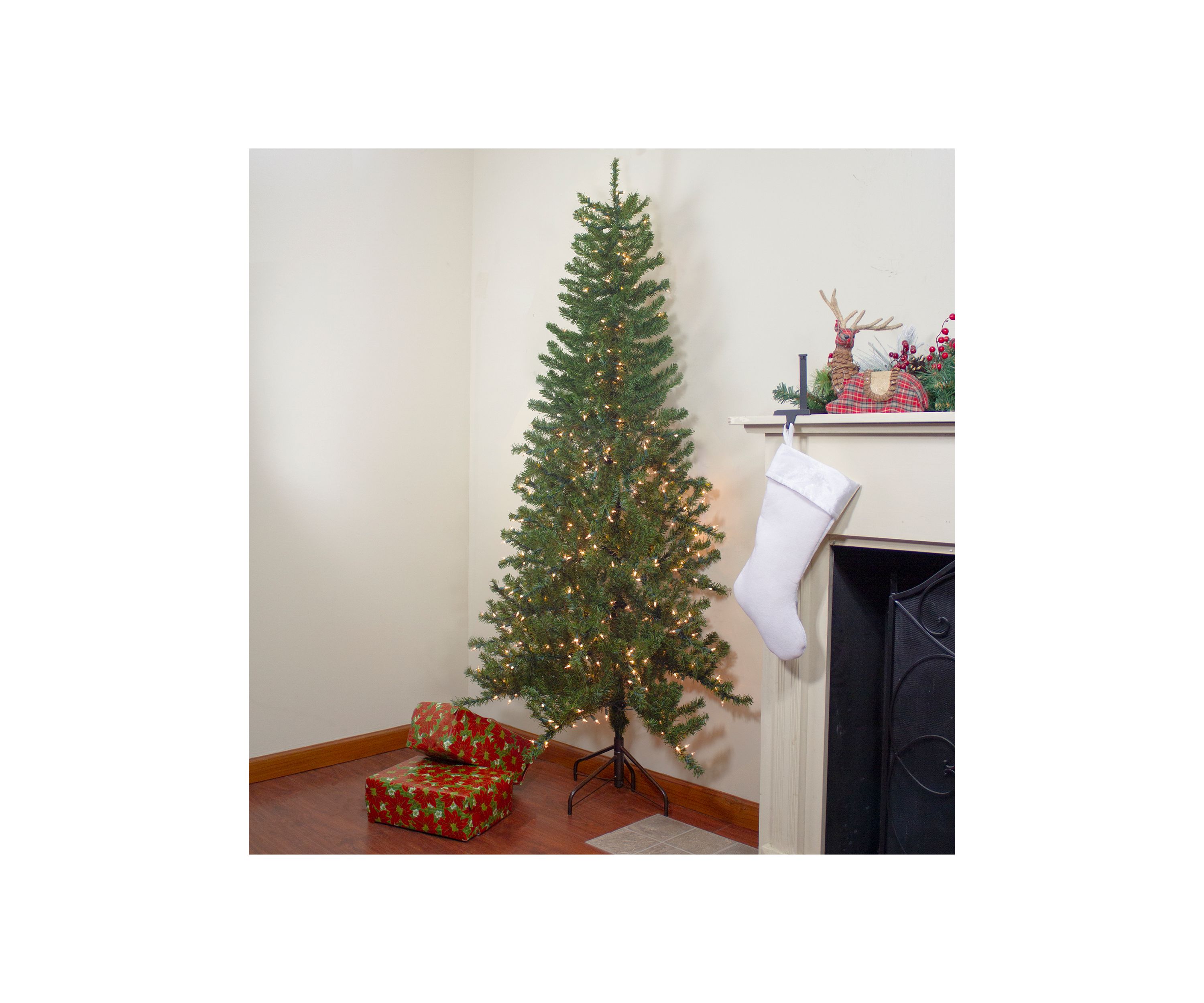 6.5 Pre-Lit Canadian Pine Slim Artificial Christmas Wall Tree - Clear Lights