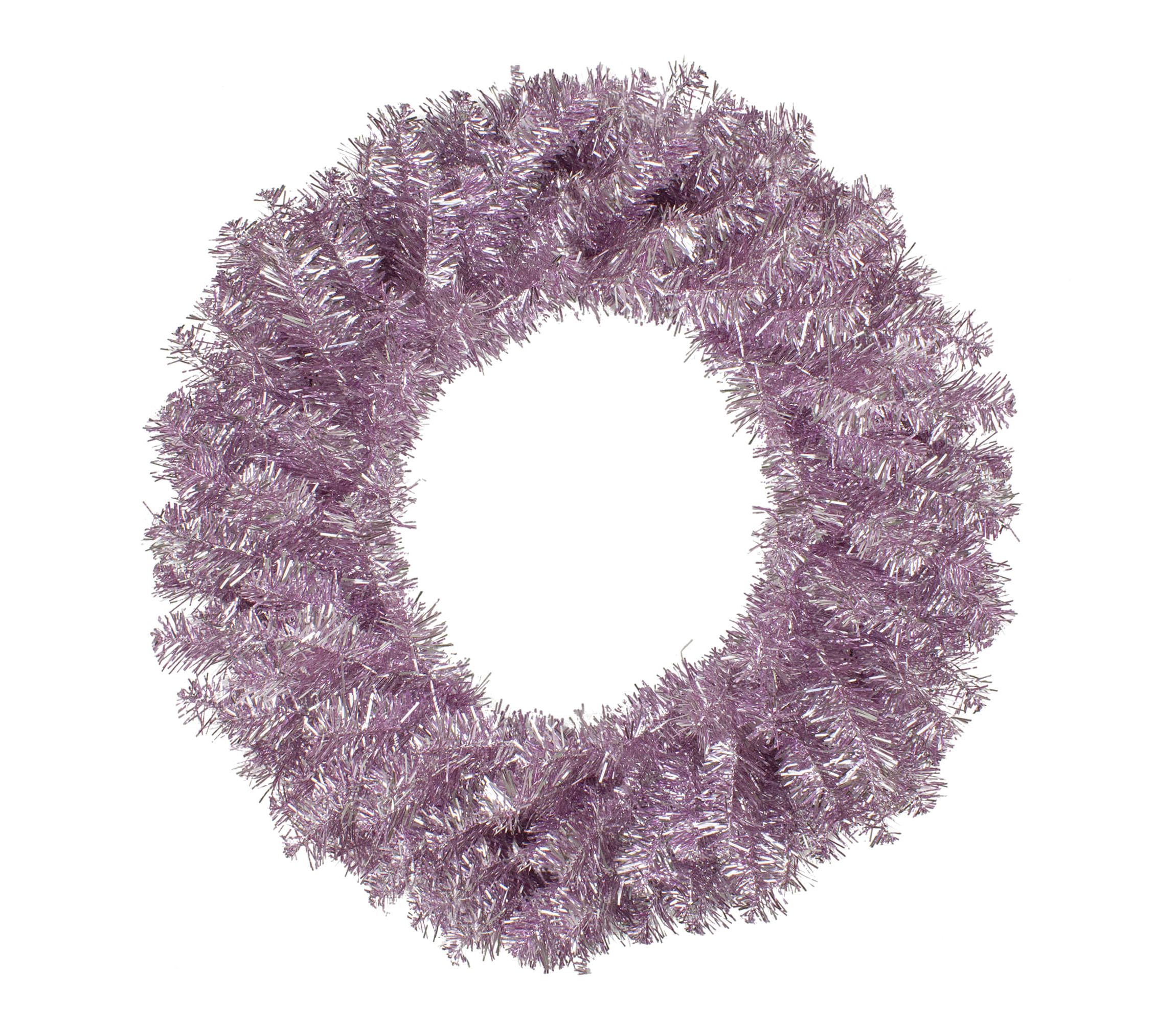 Metallic Pink Tinsel Artificial Christmas Wreath  24-Inch  Unlit