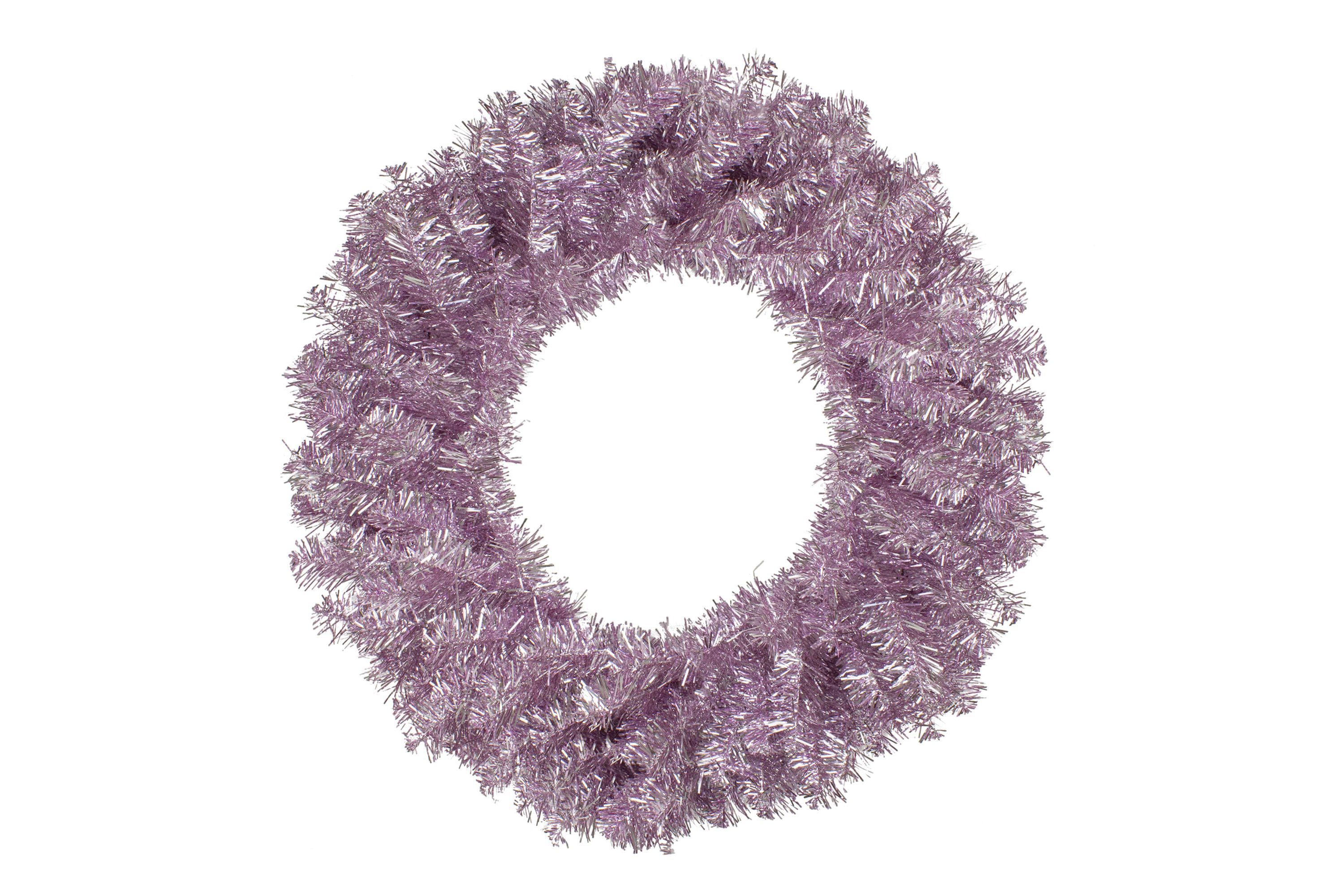 Metallic Pink Tinsel Artificial Christmas Wreath  24-Inch  Unlit