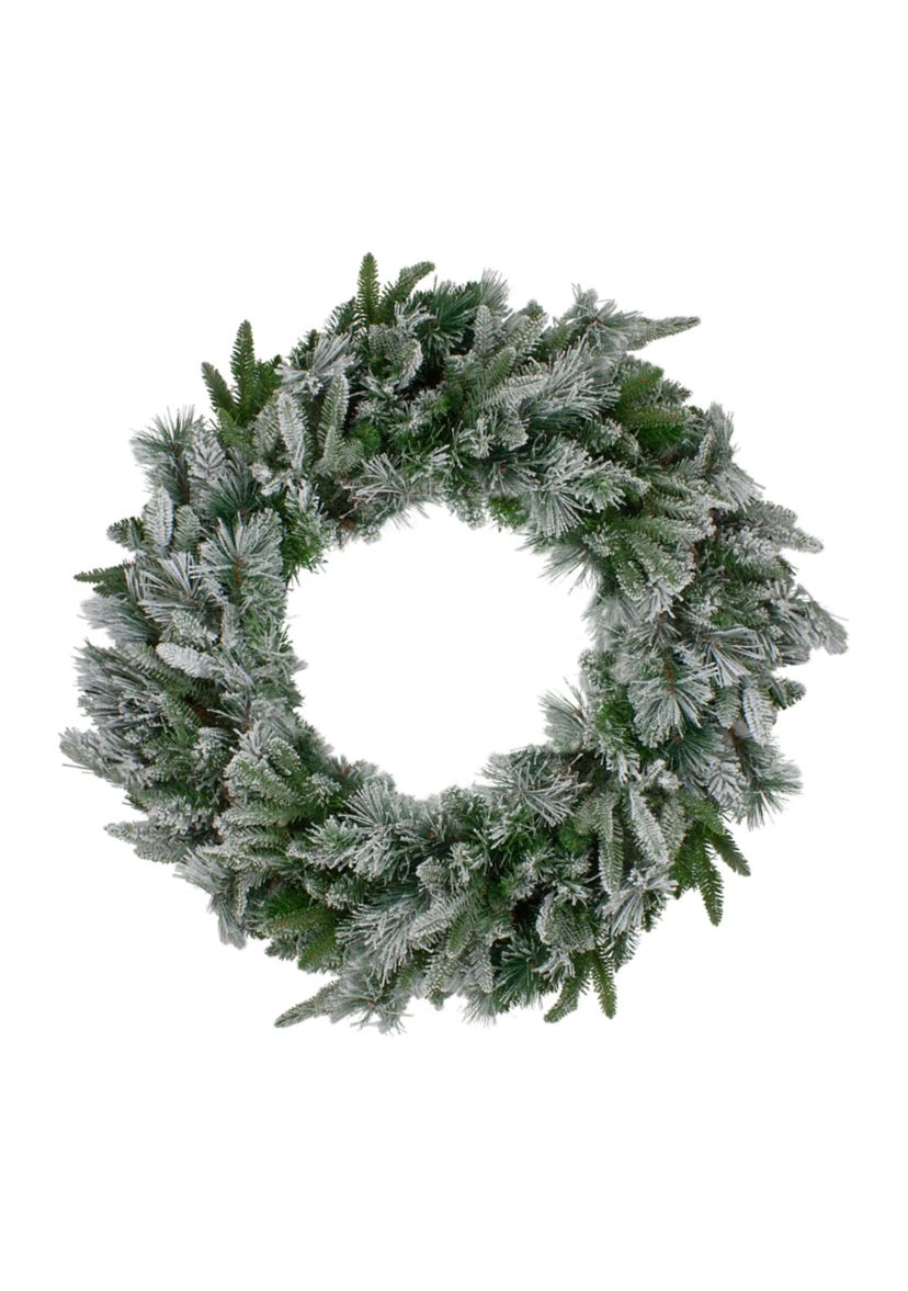 Flocked Rosemary Emerald Angel Pine Artificial Christmas Wreath - 30-Inch  Unlit