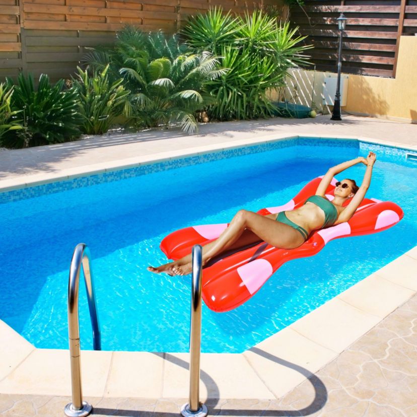 37" Inflatable Red and White Jumbo Hair Bow Pool Float