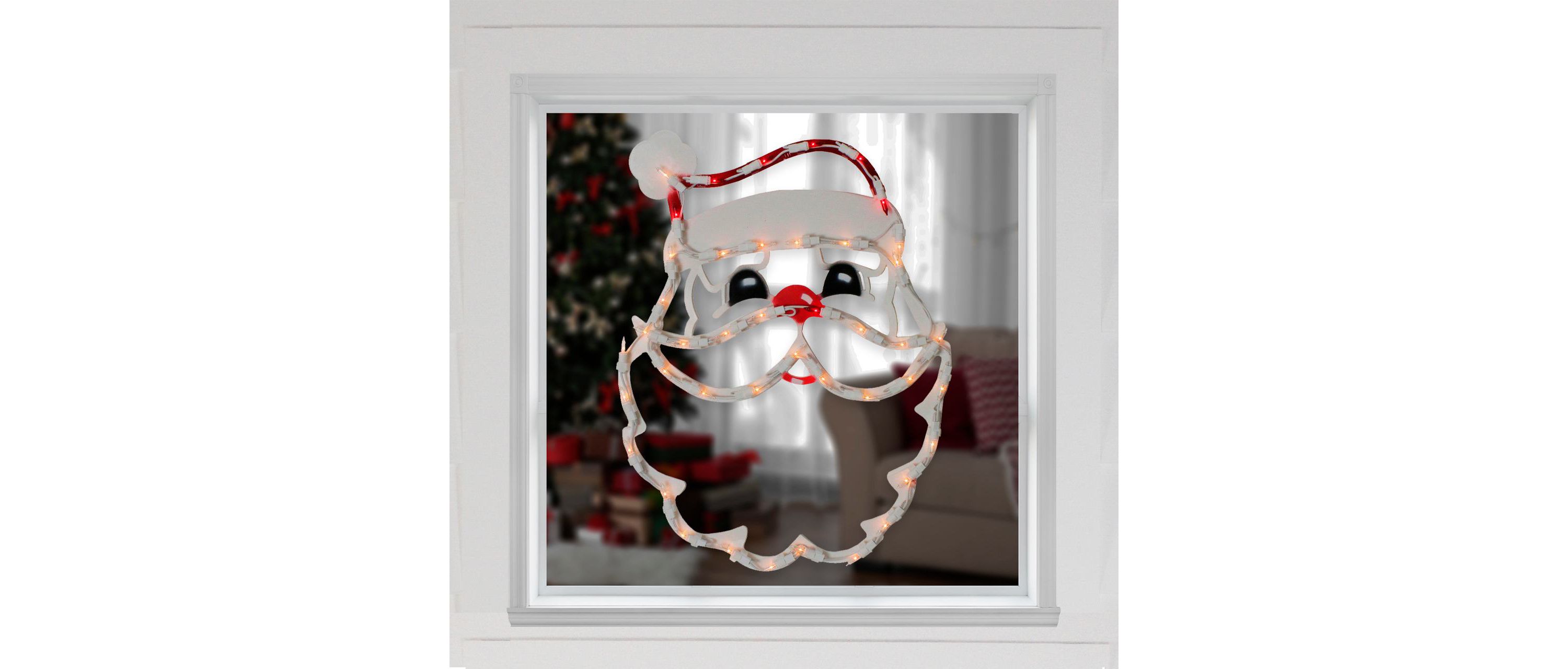 Lighted Santa Claus Christmas Window Silhouette - 17.5 Inch