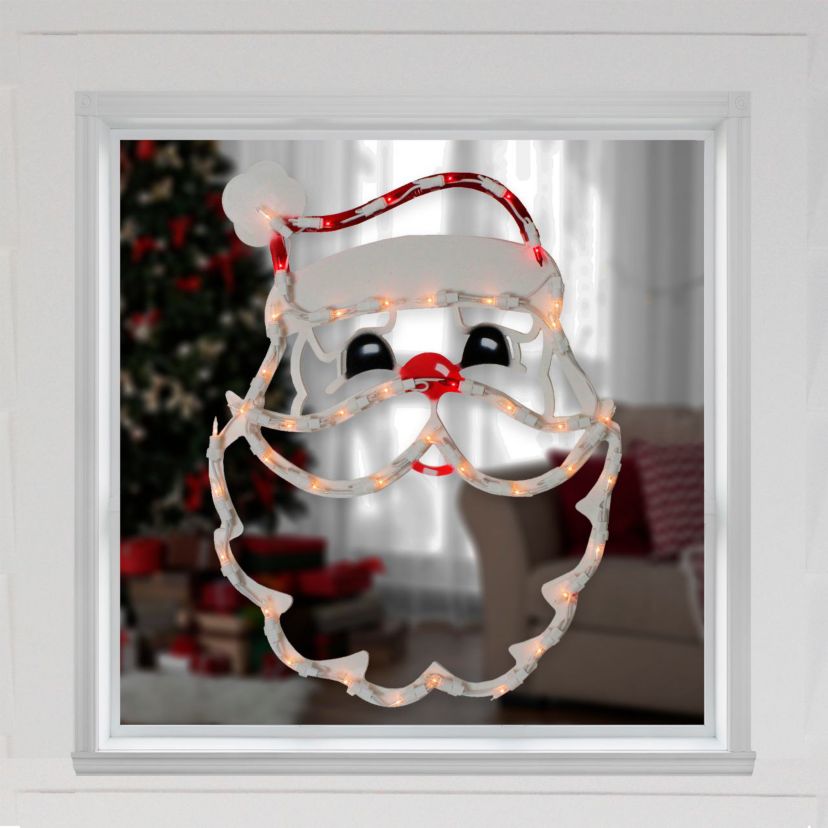 Lighted Santa Claus Christmas Window Silhouette - 17.5 Inch