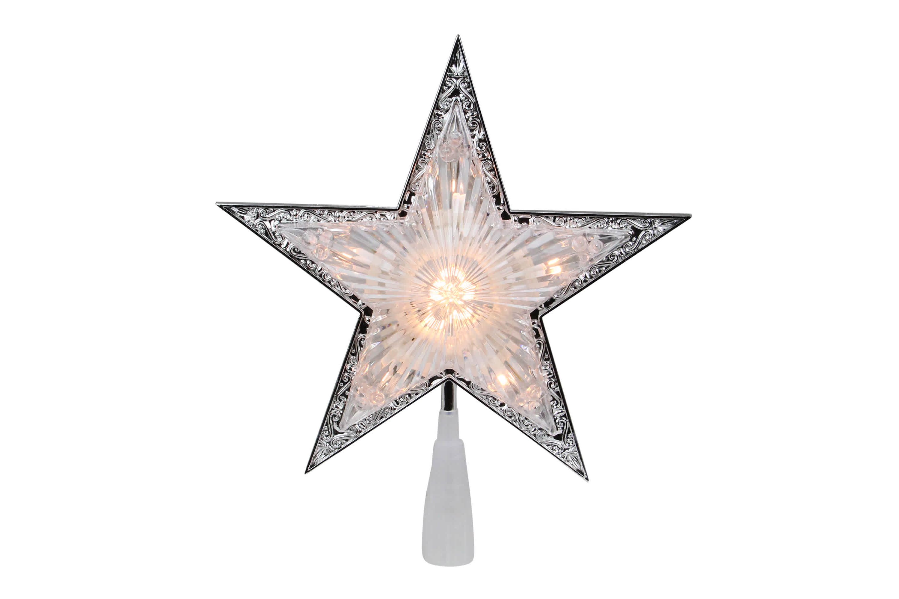 9" Pre-Lit Silver and Clear Crystal 5 Point Star Christmas Tree Topper - Clear Lights