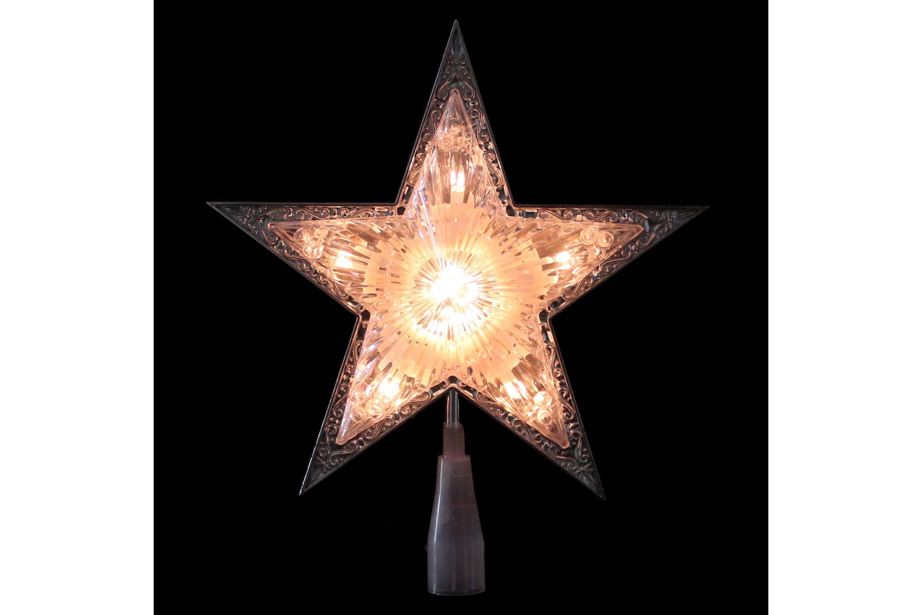 9" Pre-Lit Silver and Clear Crystal 5 Point Star Christmas Tree Topper - Clear Lights