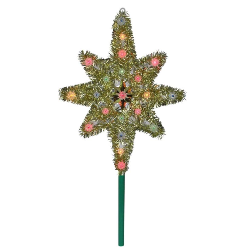 21" Lighted Gold Star of Bethlehem Christmas Tree Topper - Multicolor Lights