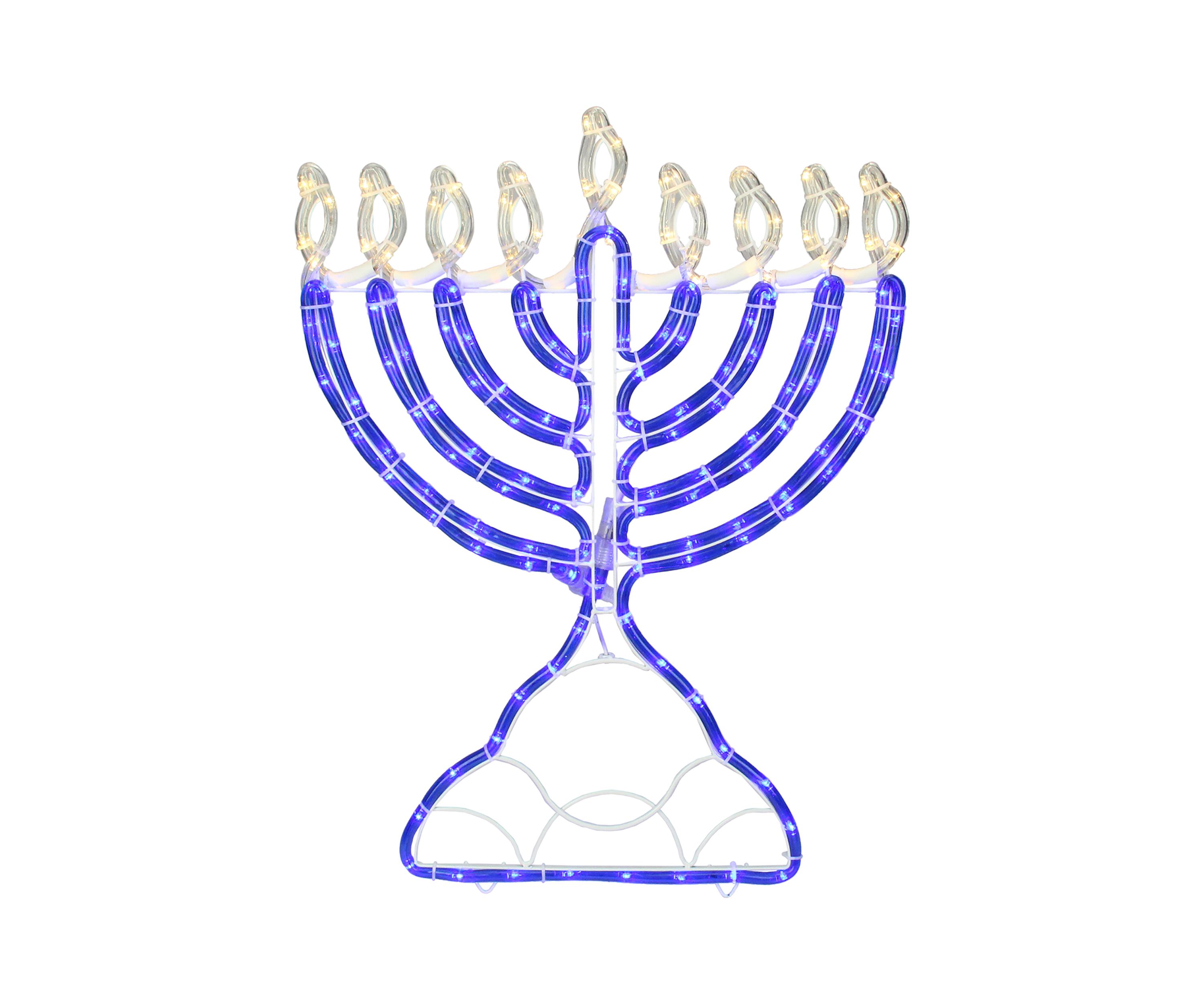 150 Clear and Blue LED Hanukkah Menorah Rope Lights - 1.4 ft White Wire