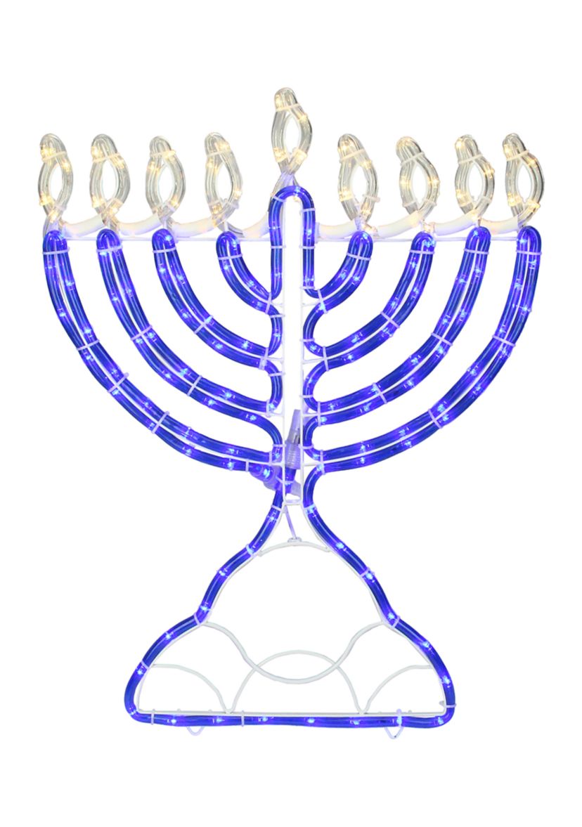 150 Clear and Blue LED Hanukkah Menorah Rope Lights - 1.4 ft White Wire
