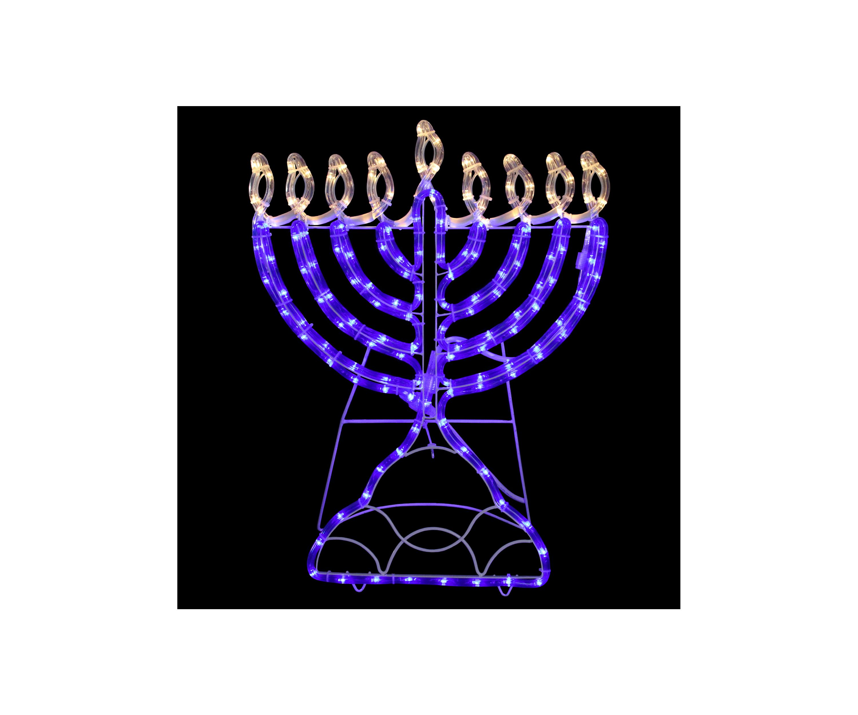 150 Clear and Blue LED Hanukkah Menorah Rope Lights - 1.4 ft White Wire