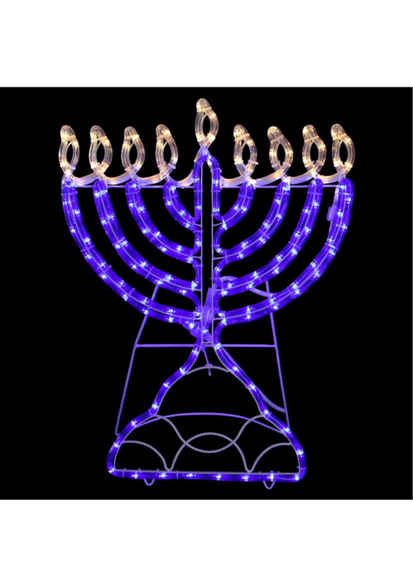 150 Clear and Blue LED Hanukkah Menorah Rope Lights - 1.4 ft White Wire