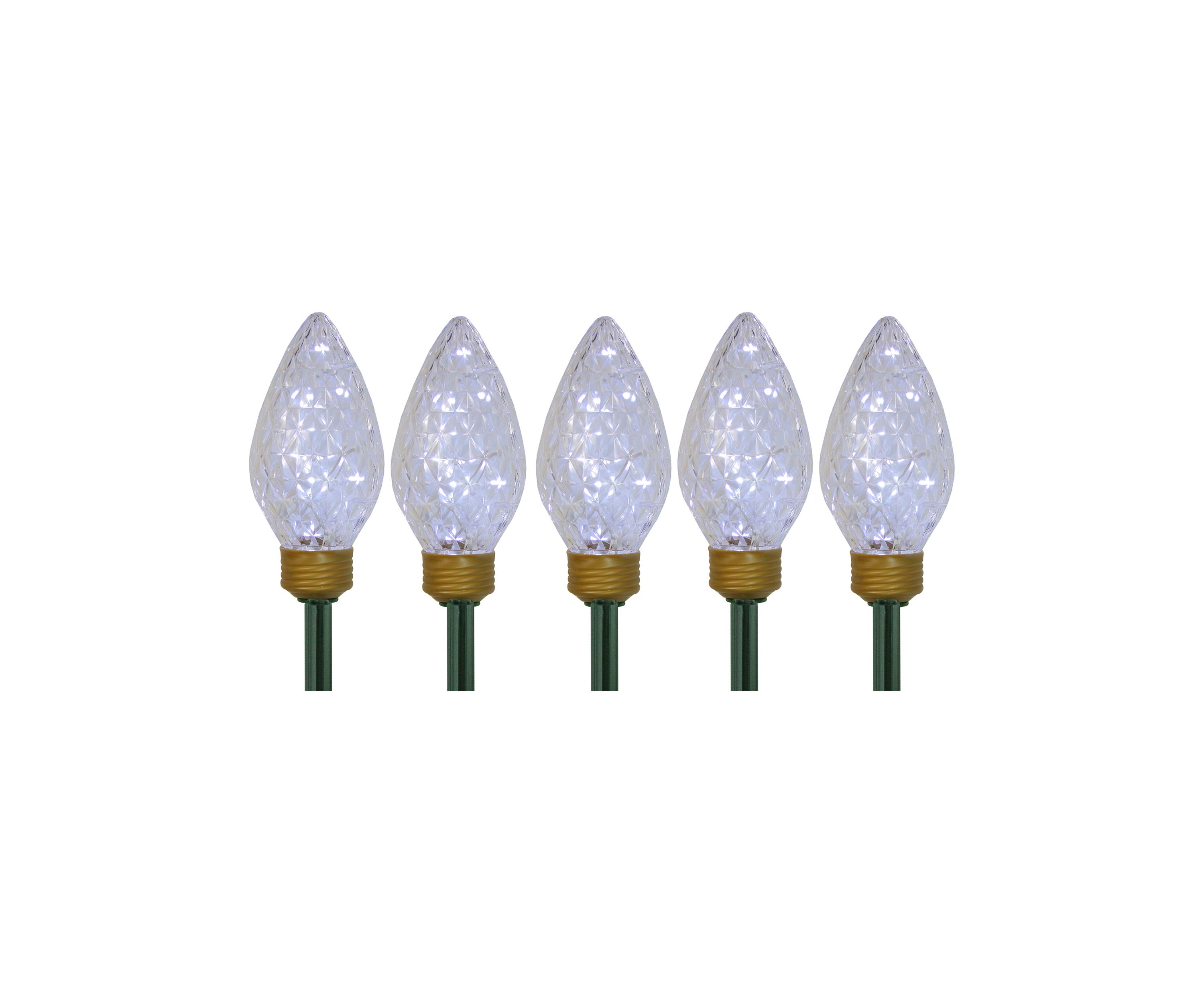 5ct LED Lighted C9 Christmas Pathway Marker Lawn Stakes - Clear Lights