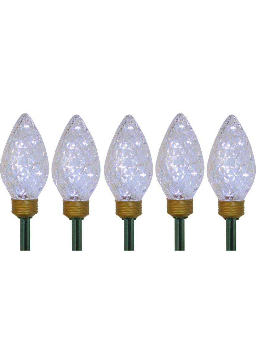 5ct LED Lighted C9 Christmas Pathway Marker Lawn Stakes - Clear Lights