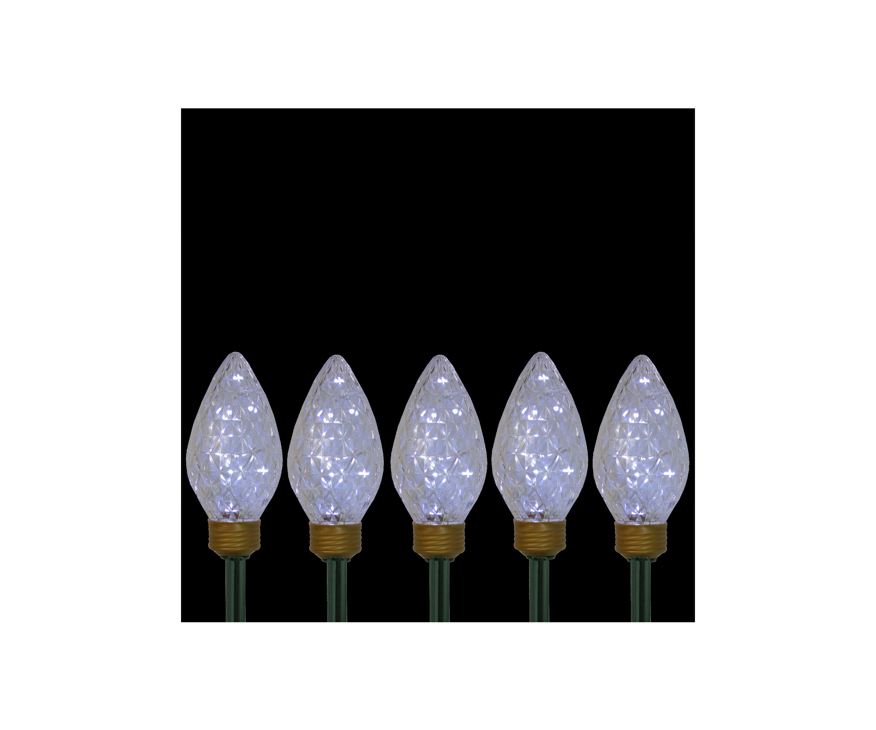 5ct LED Lighted C9 Christmas Pathway Marker Lawn Stakes - Clear Lights