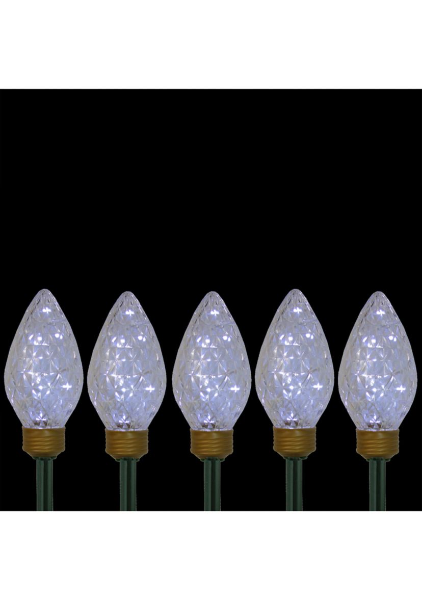 5ct LED Lighted C9 Christmas Pathway Marker Lawn Stakes - Clear Lights