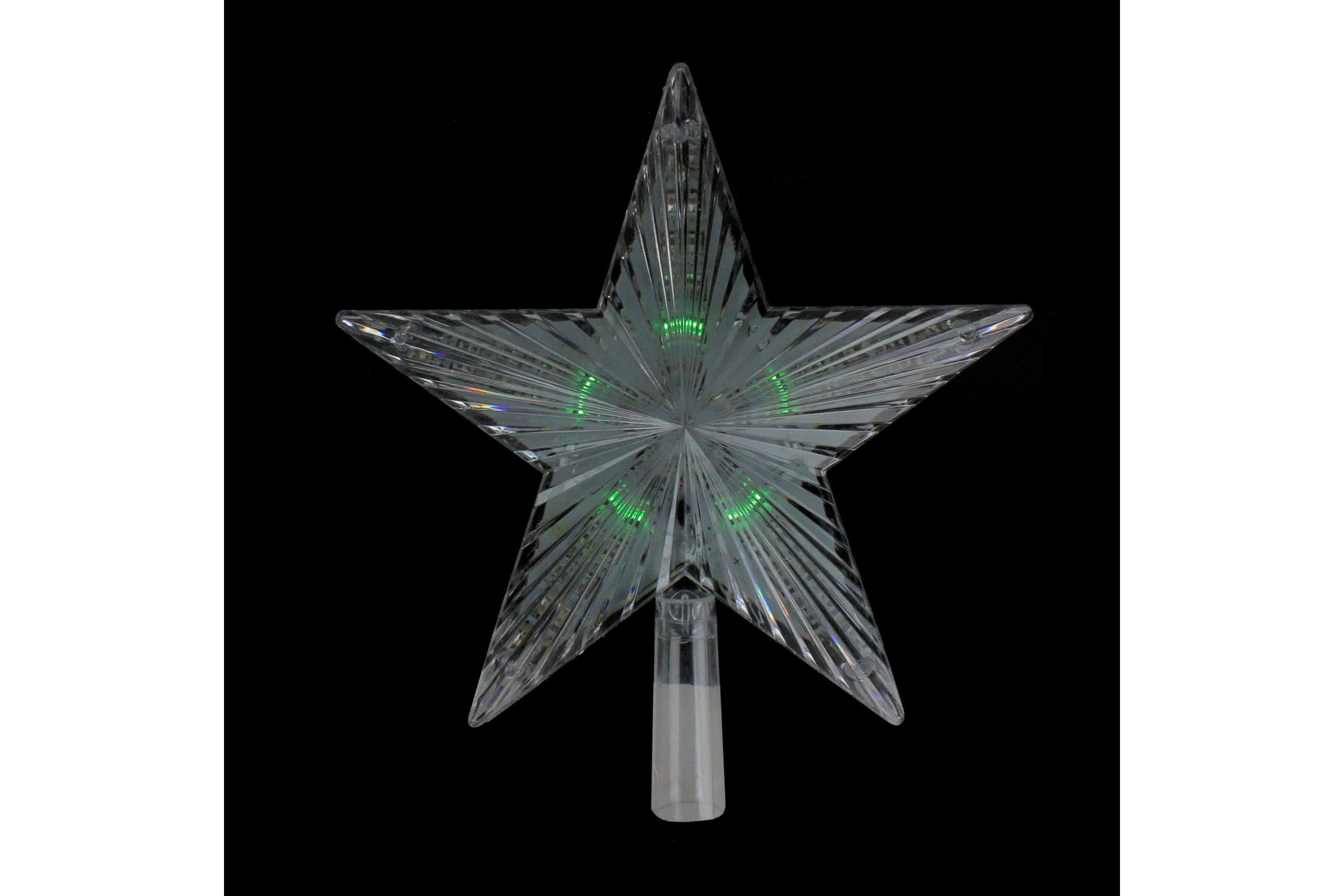 Lighted Flashing Crystal Star Christmas Tree Topper - 9" - Multicolor LED Lights