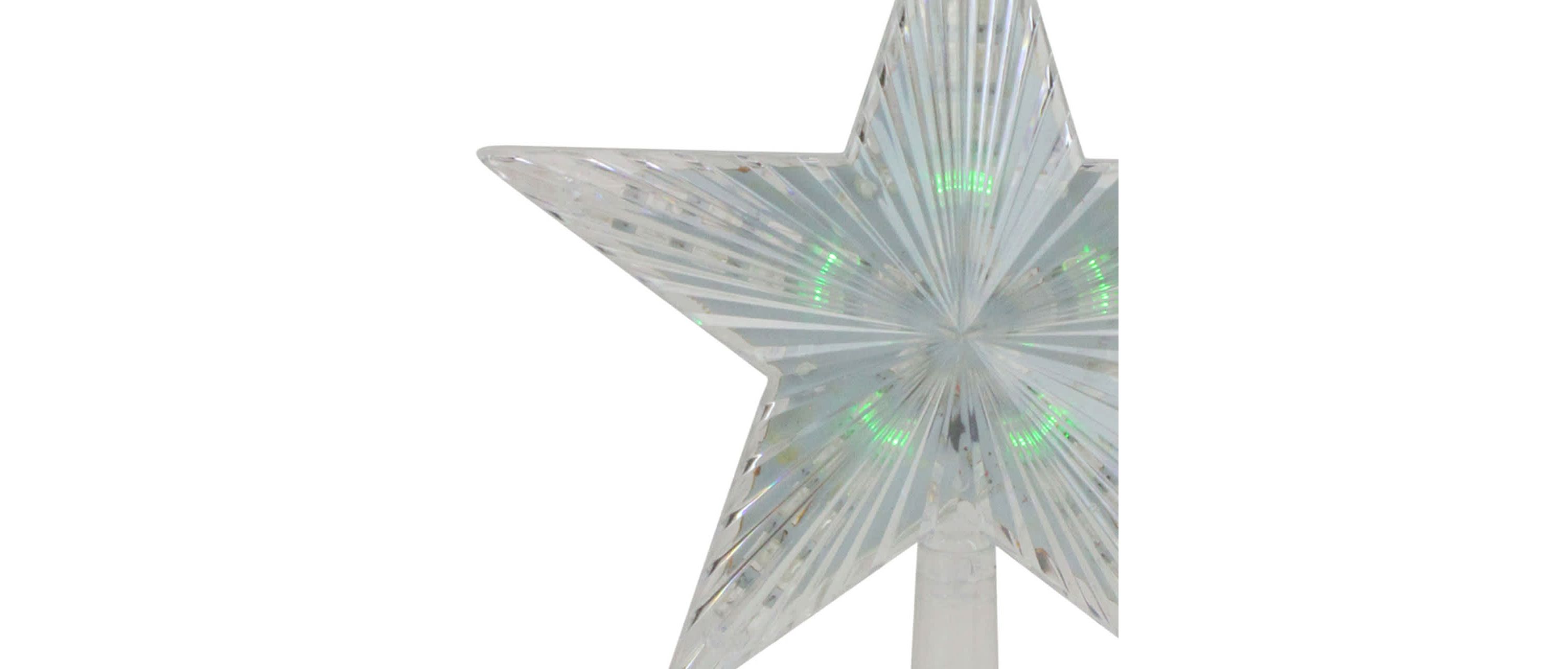 Lighted Flashing Crystal Star Christmas Tree Topper - 9" - Multicolor LED Lights