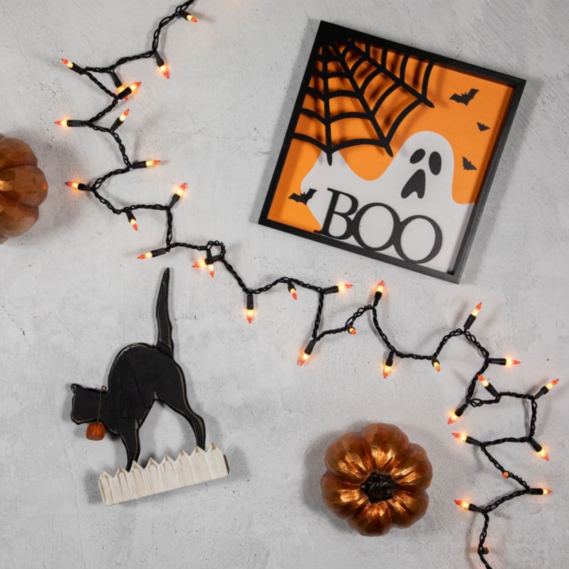 100-Count Candy Corn Halloween String Lights - 20.5 ft Black Wire