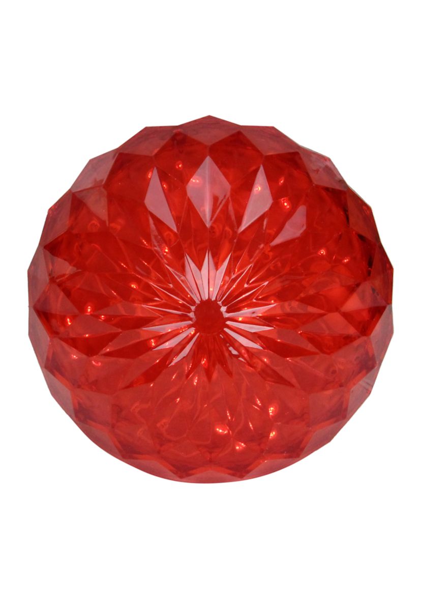 6Inch LED Lighted Red Crystal Sphere Outdoor Christmas Decoration