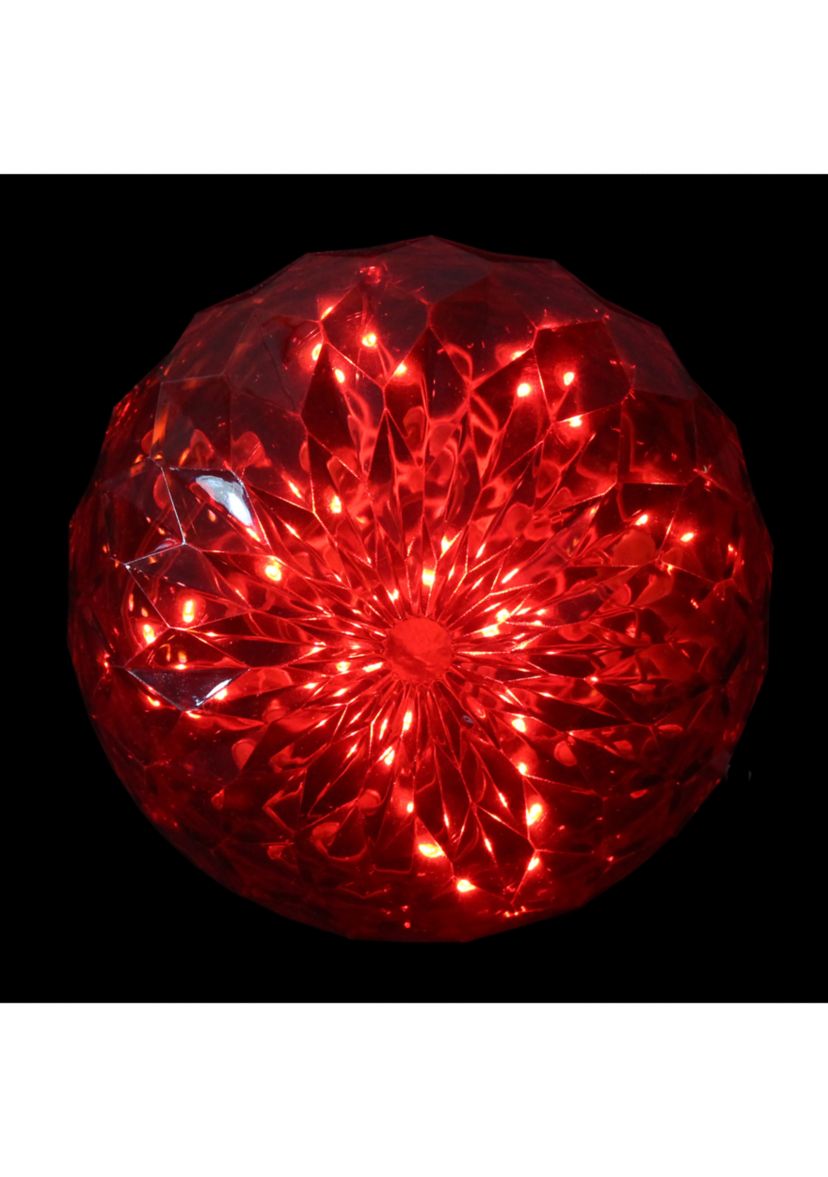 6Inch LED Lighted Red Crystal Sphere Outdoor Christmas Decoration