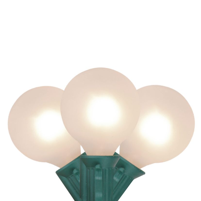 10-Count Frosted White G50 Globe Patio Lights-  9ft Green Wire