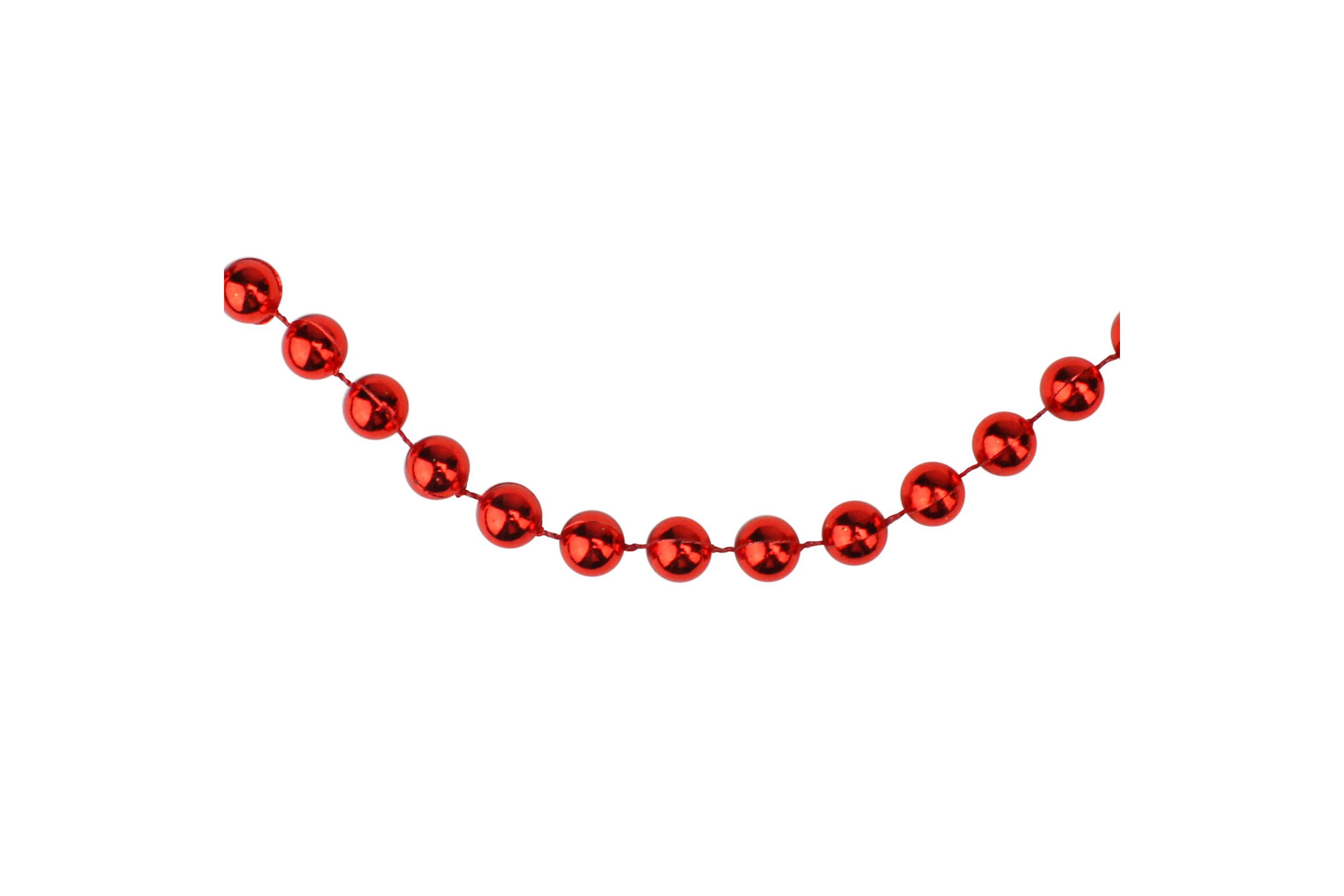 33 Shiny Red Round Beaded Christmas Garland