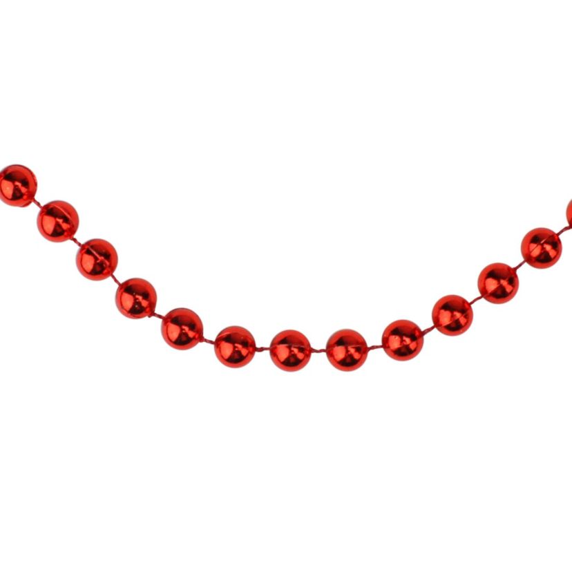 33 Shiny Red Round Beaded Christmas Garland