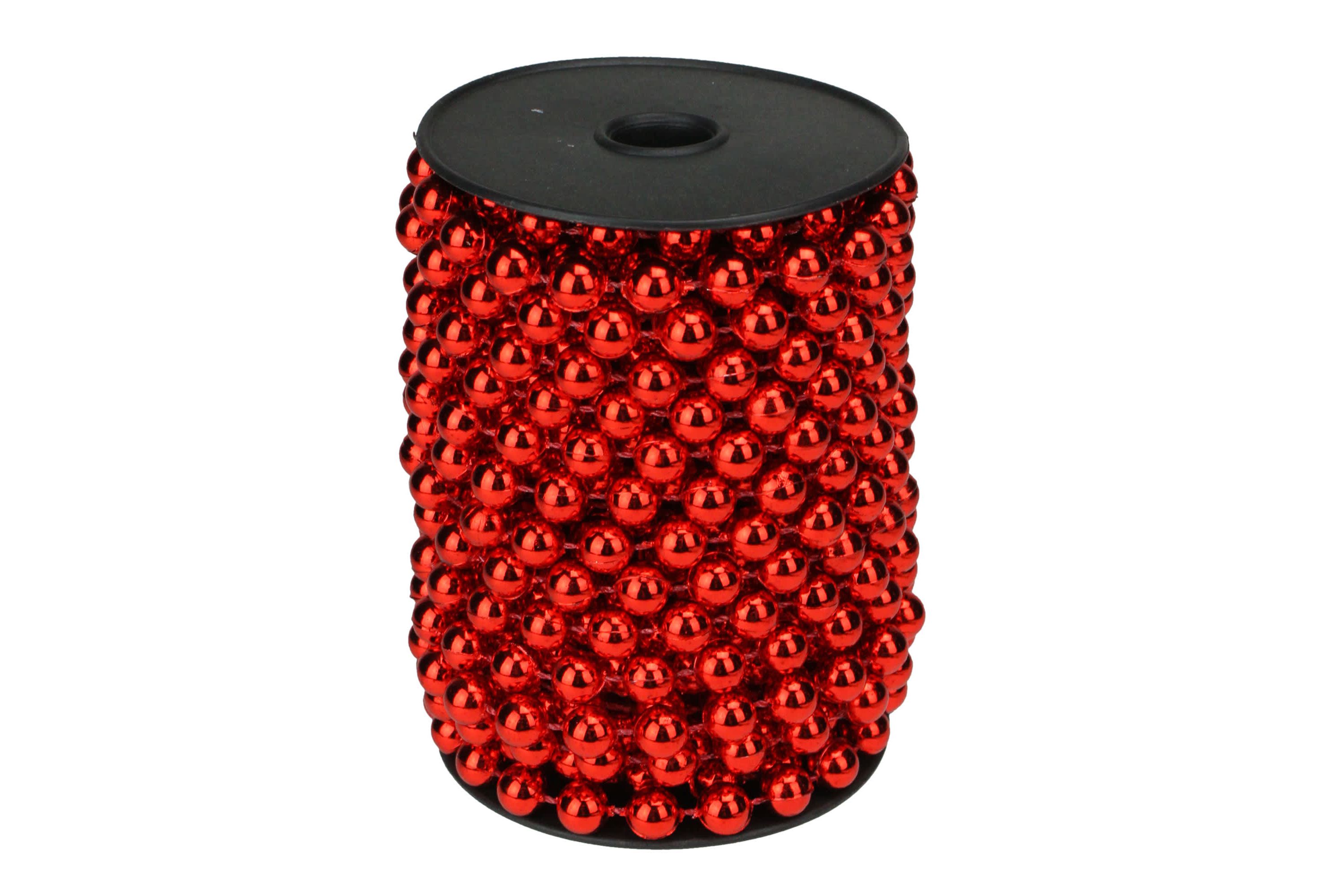 33 Shiny Red Round Beaded Christmas Garland