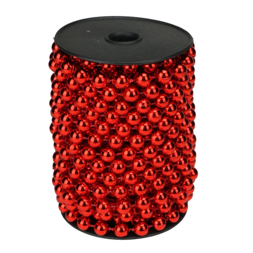 33 Shiny Red Round Beaded Christmas Garland