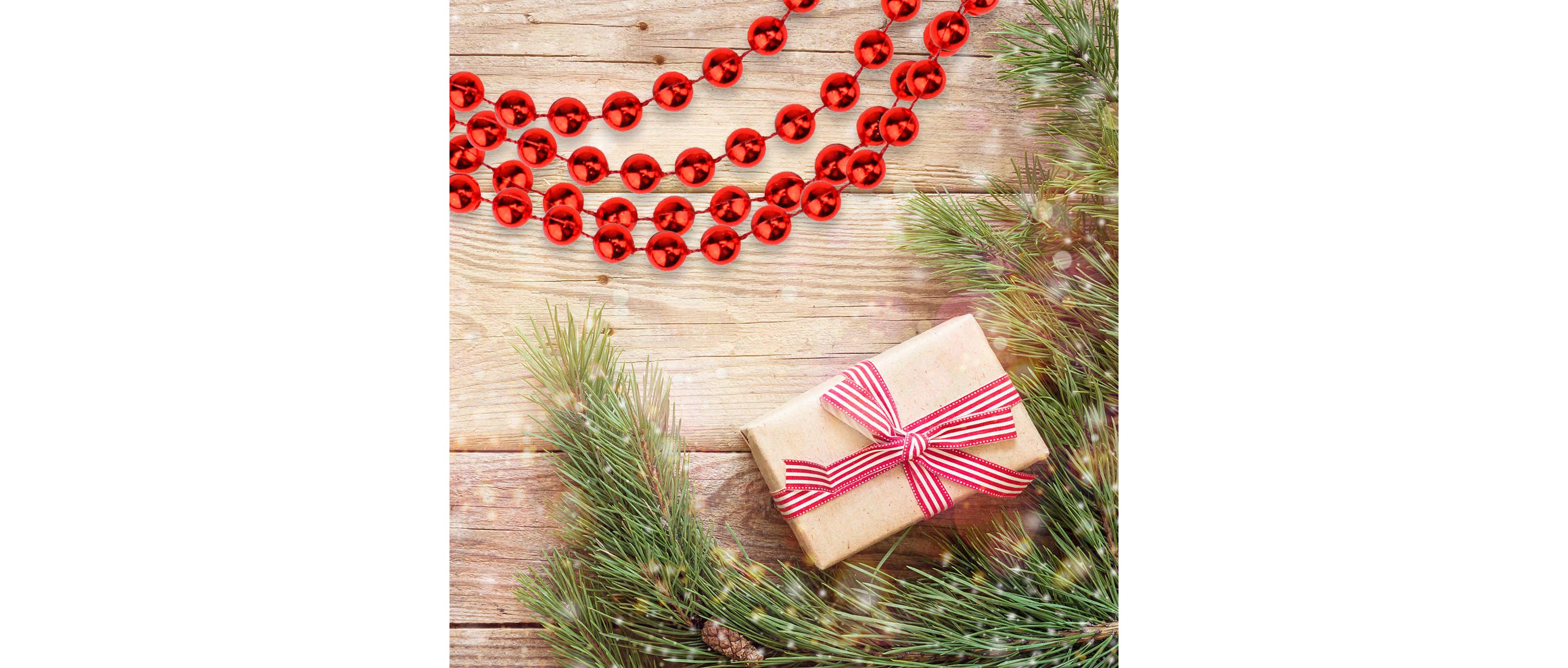 33 Shiny Red Round Beaded Christmas Garland