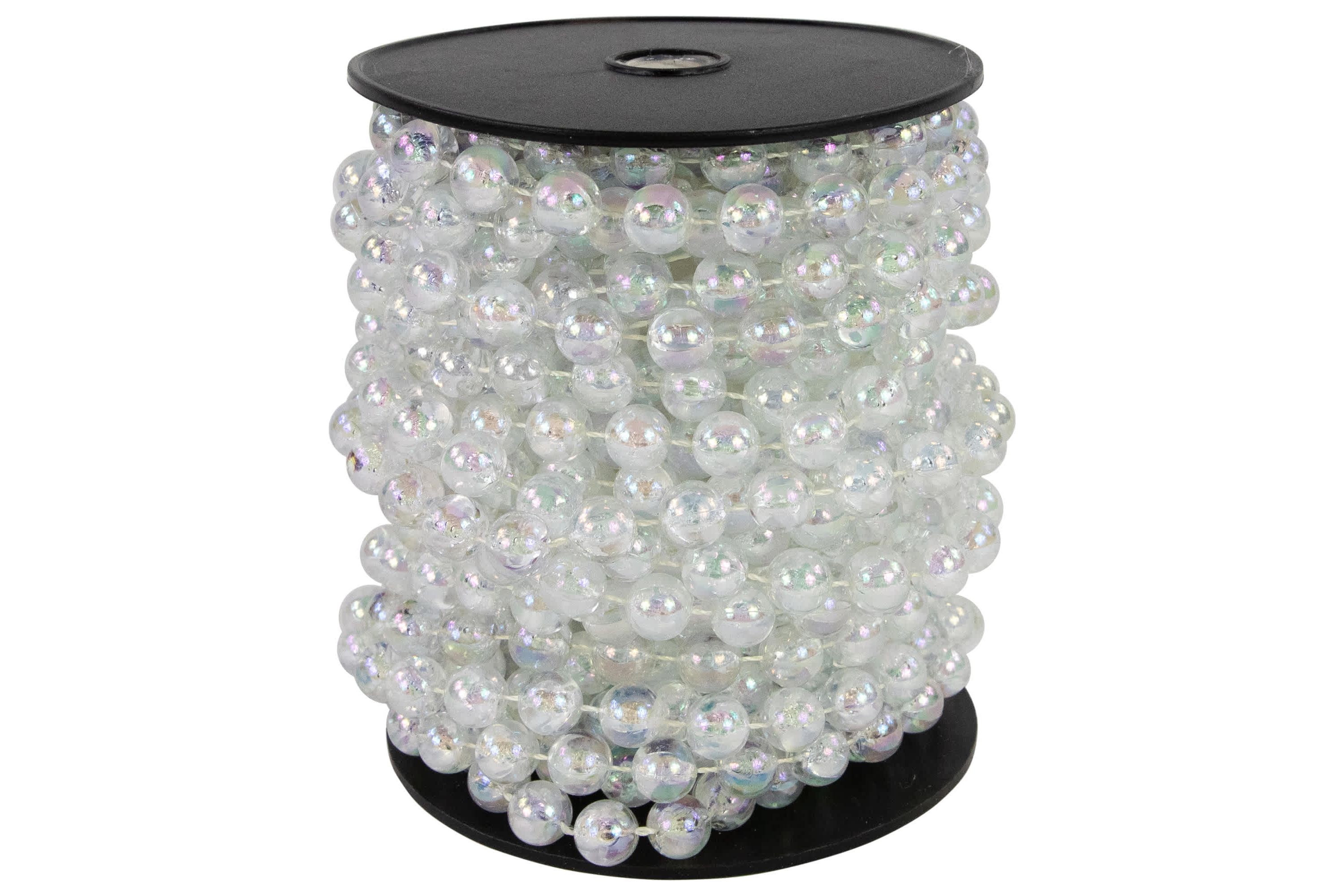 33 x .5"  Clear Iridescent Beaded Artificial Christmas Garland  Unlit