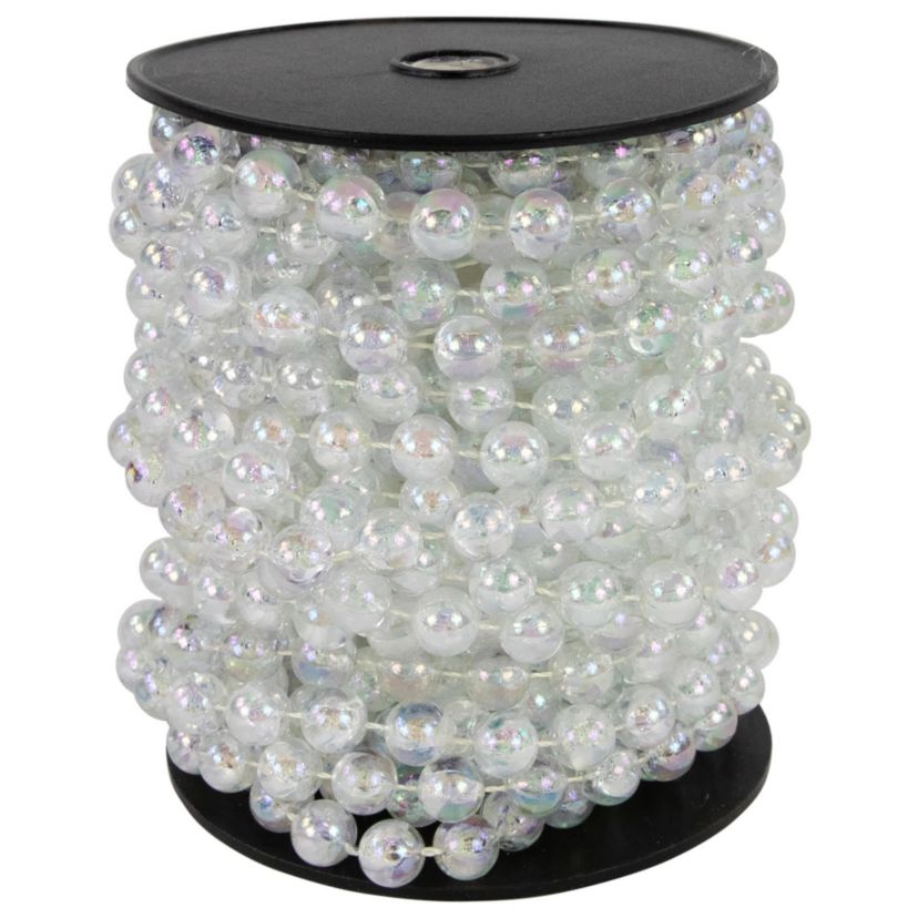 33 x .5"  Clear Iridescent Beaded Artificial Christmas Garland  Unlit