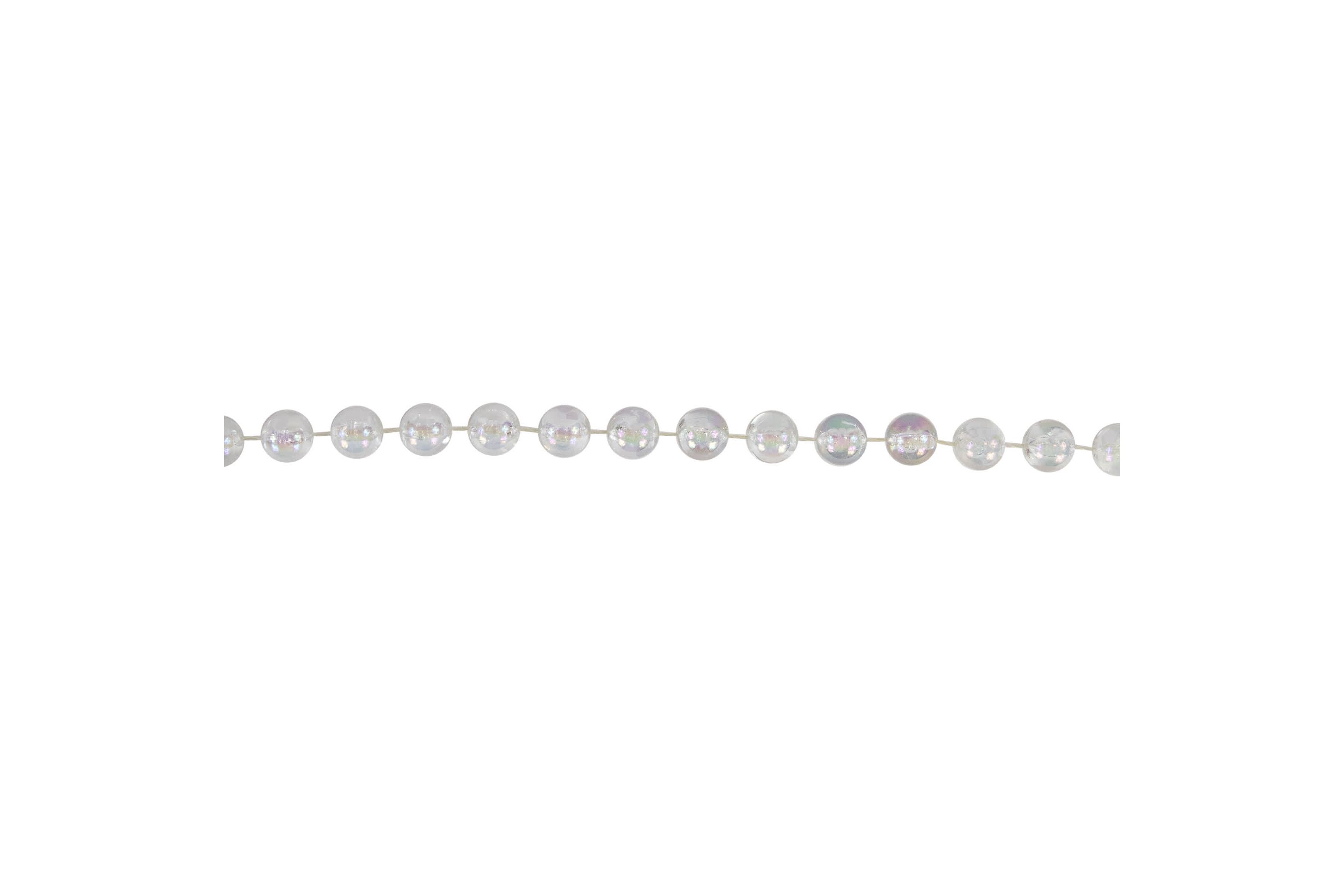 33 x .5"  Clear Iridescent Beaded Artificial Christmas Garland  Unlit