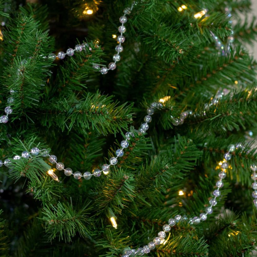 33 x .5"  Clear Iridescent Beaded Artificial Christmas Garland  Unlit