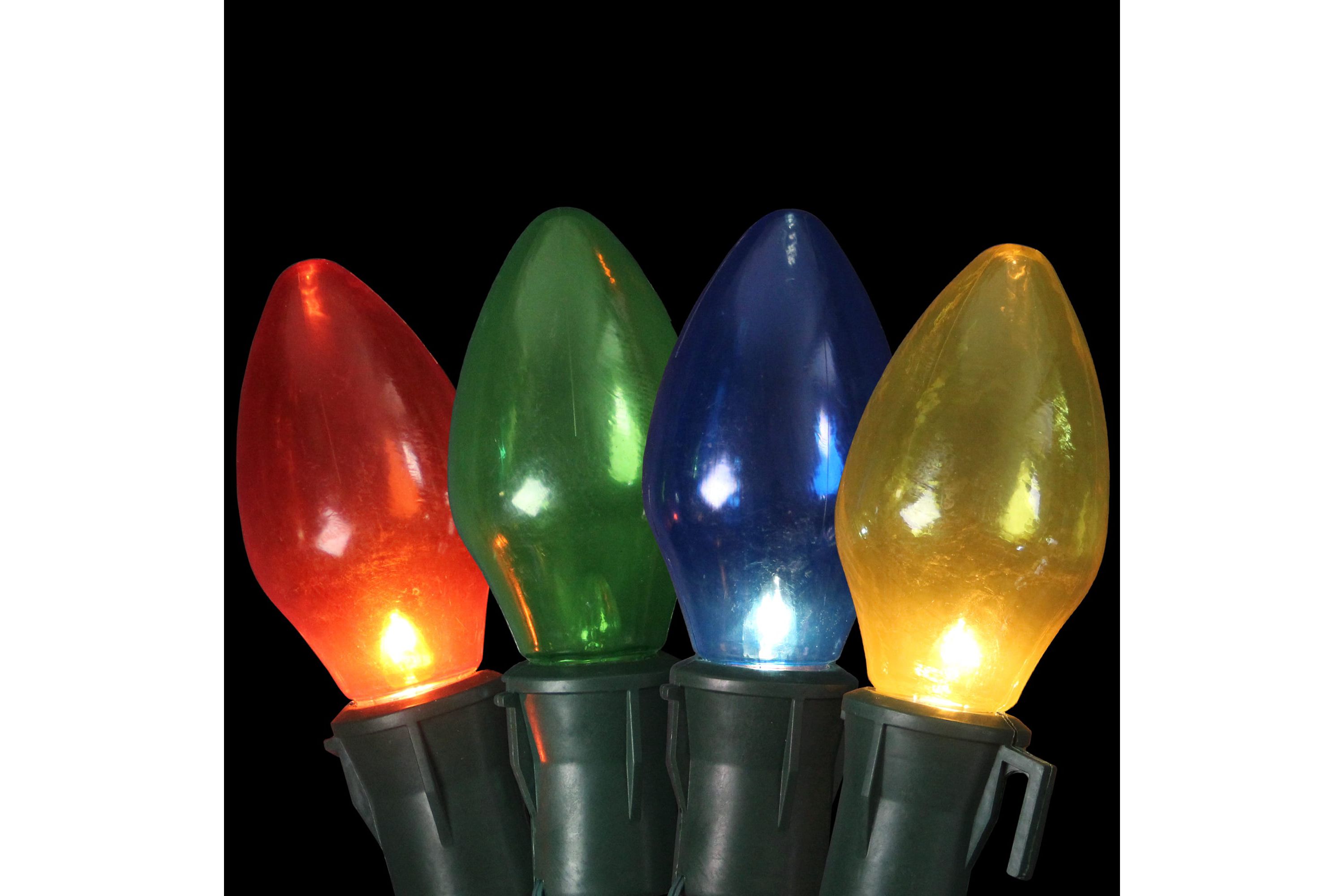 Set of 4 Lighted Multi-Color Jumbo C7 Bulb Christmas Pathway Marker Lawn Stakes