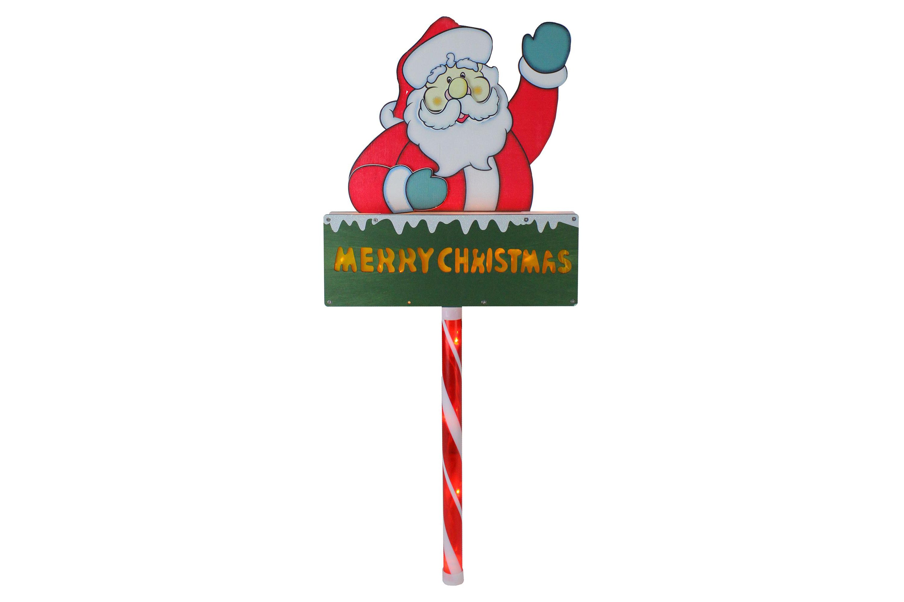 28" Lighted Santa Claus Merry Christmas Lawn Stake - Clear Lights
