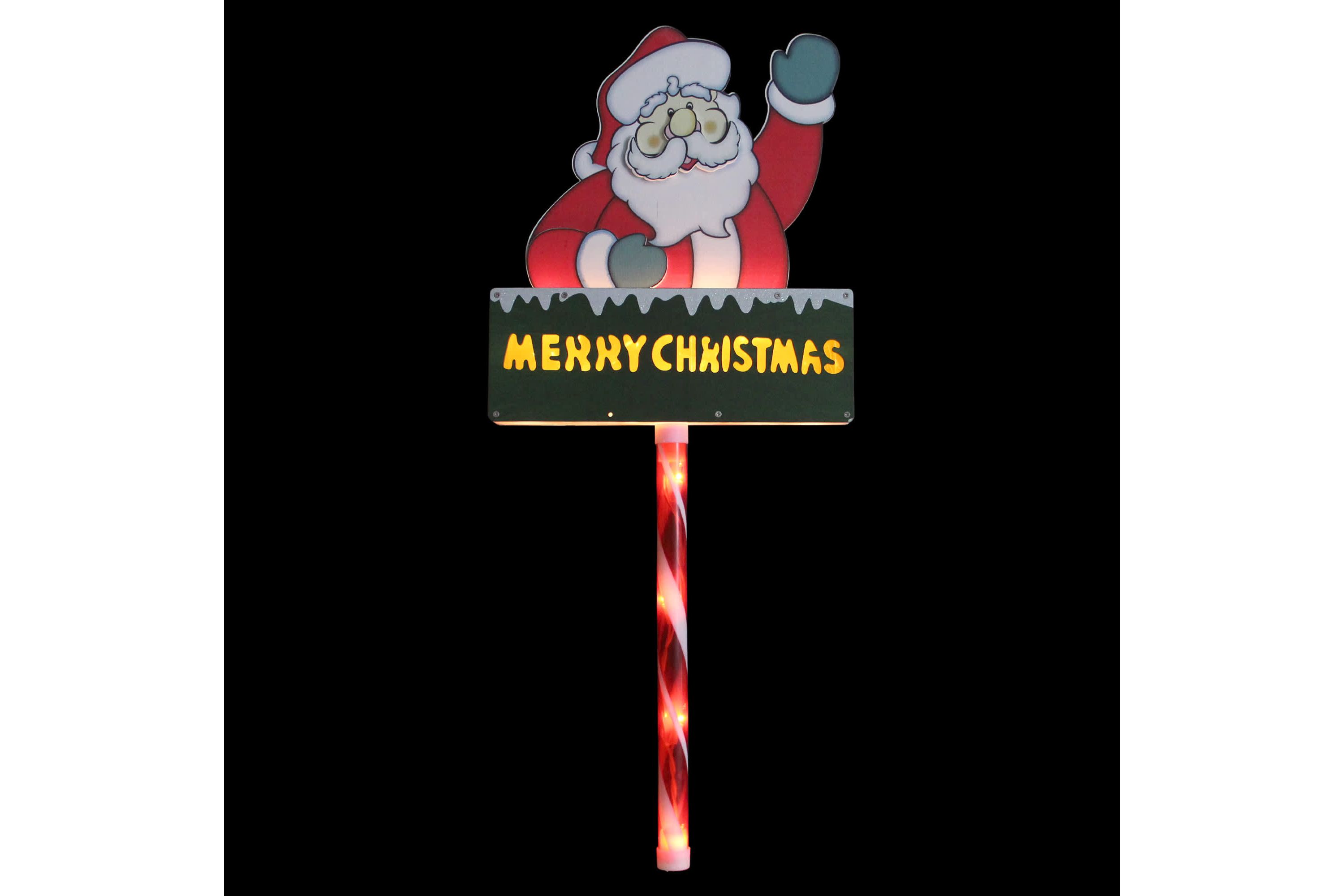 28" Lighted Santa Claus Merry Christmas Lawn Stake - Clear Lights