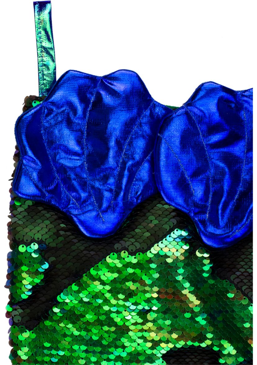 24Inch Green and Black Sequined Iridescent Mermaid Christmas Stocking