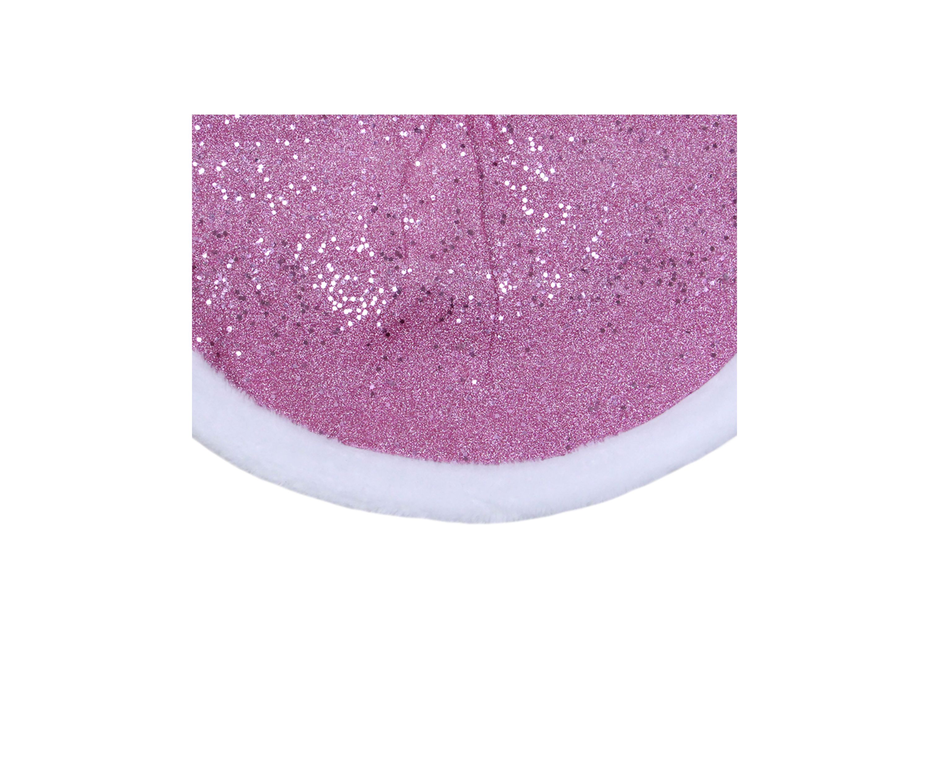 20Inch Pink Glittered Mini Christmas Tree Skirt with Faux Fur Trim