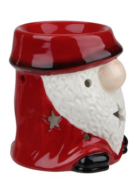 4.75 Red Ceramic Christmas Star Gnome Tealight Candle Holder