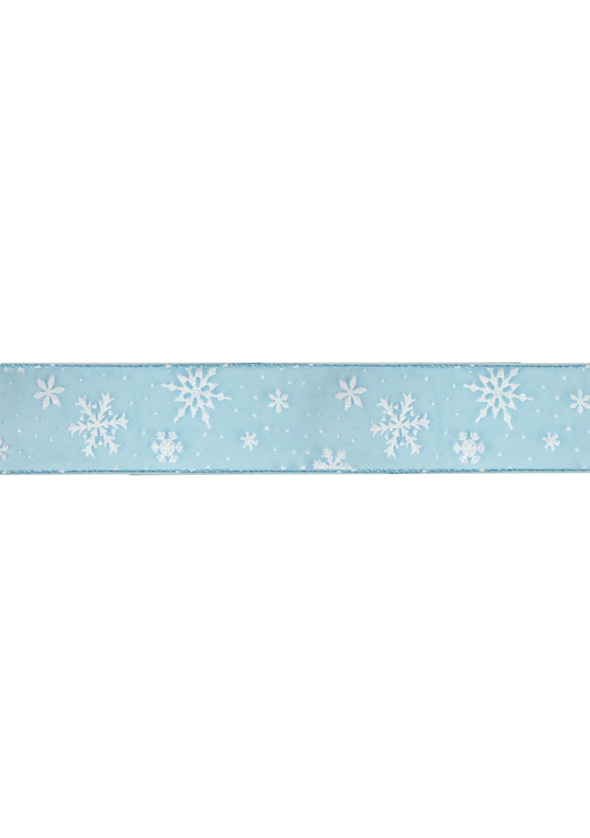 Sparkly Blue and White Snowflake Christmas Wired Craft Ribbon 2.5Inch x 16 Yards