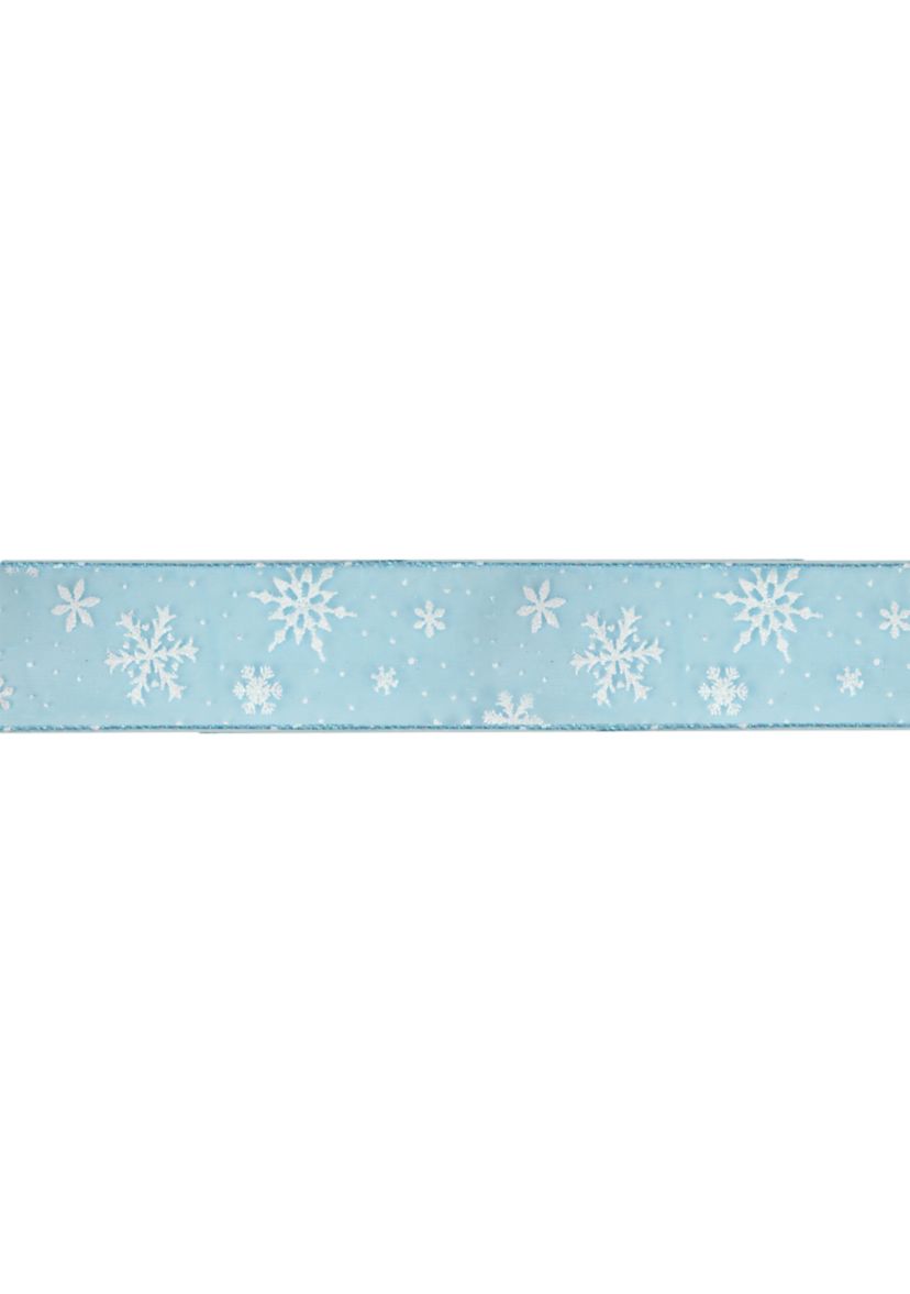 Sparkly Blue and White Snowflake Christmas Wired Craft Ribbon 2.5Inch x 16 Yards