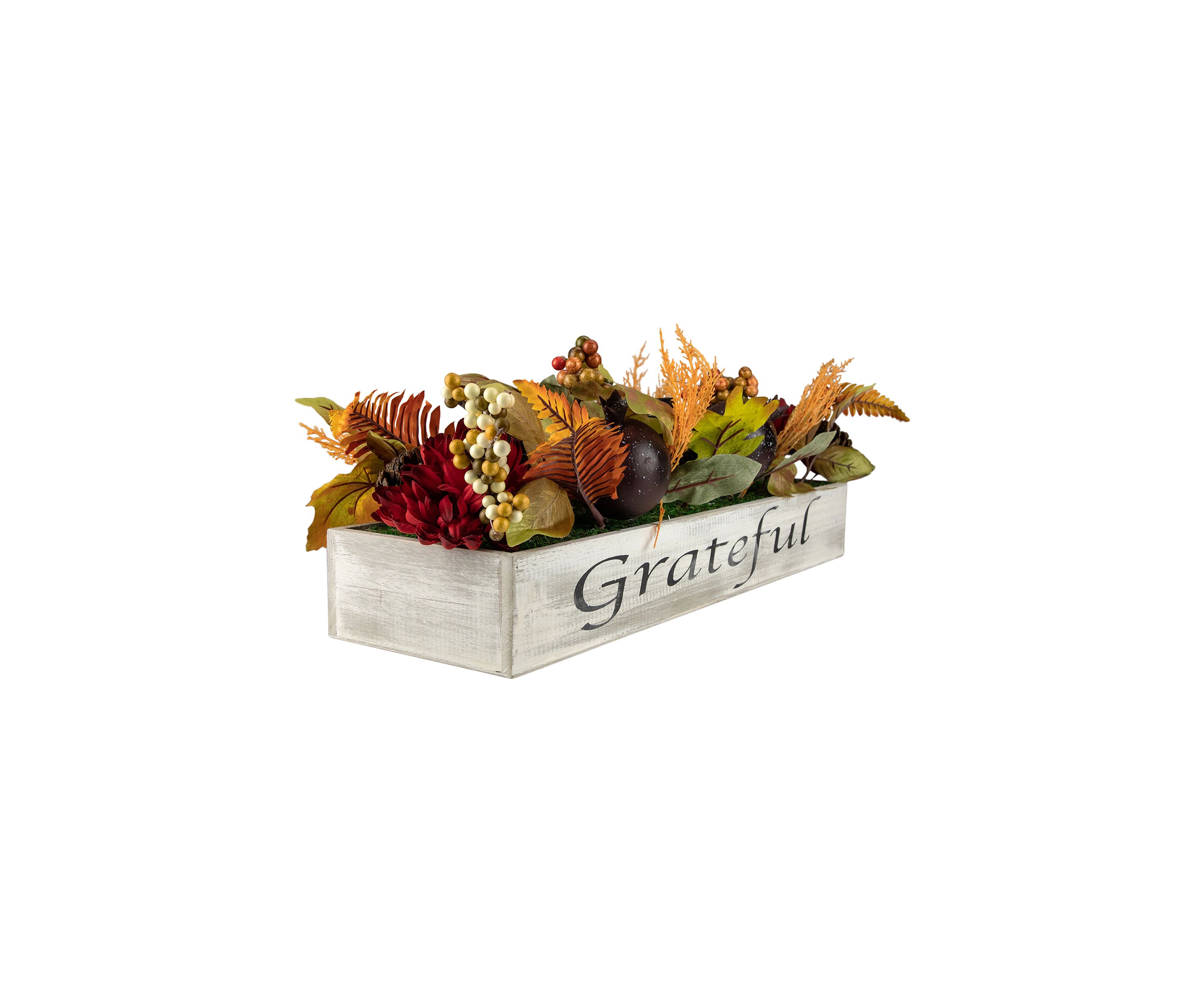 24 inch Autumn Harvest 3-Piece Candle Holder in a Rustic Wooden Box Centerpiece