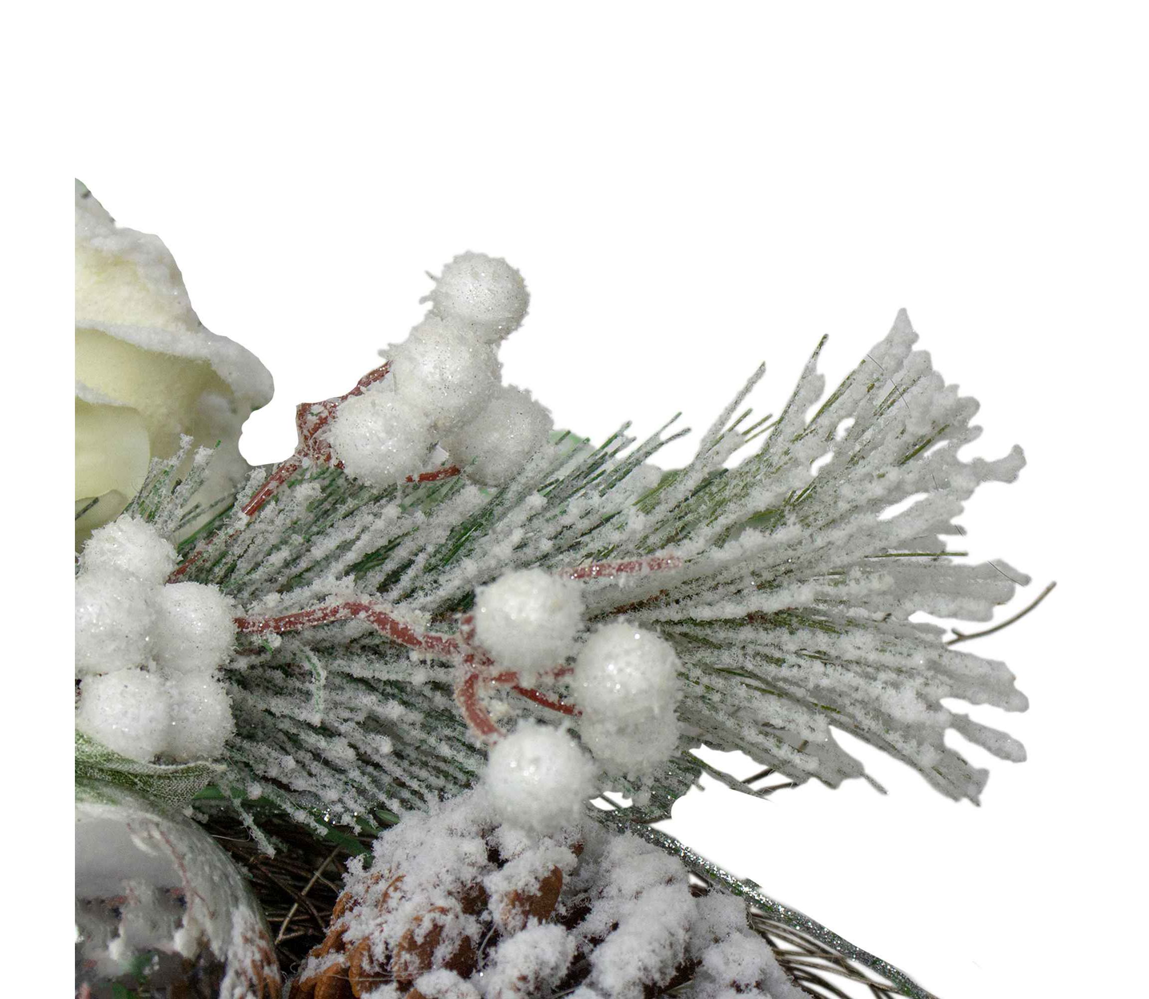 Floral Flocked Pine Artificial Grapevine Christmas Wreath - 24" - Unlit