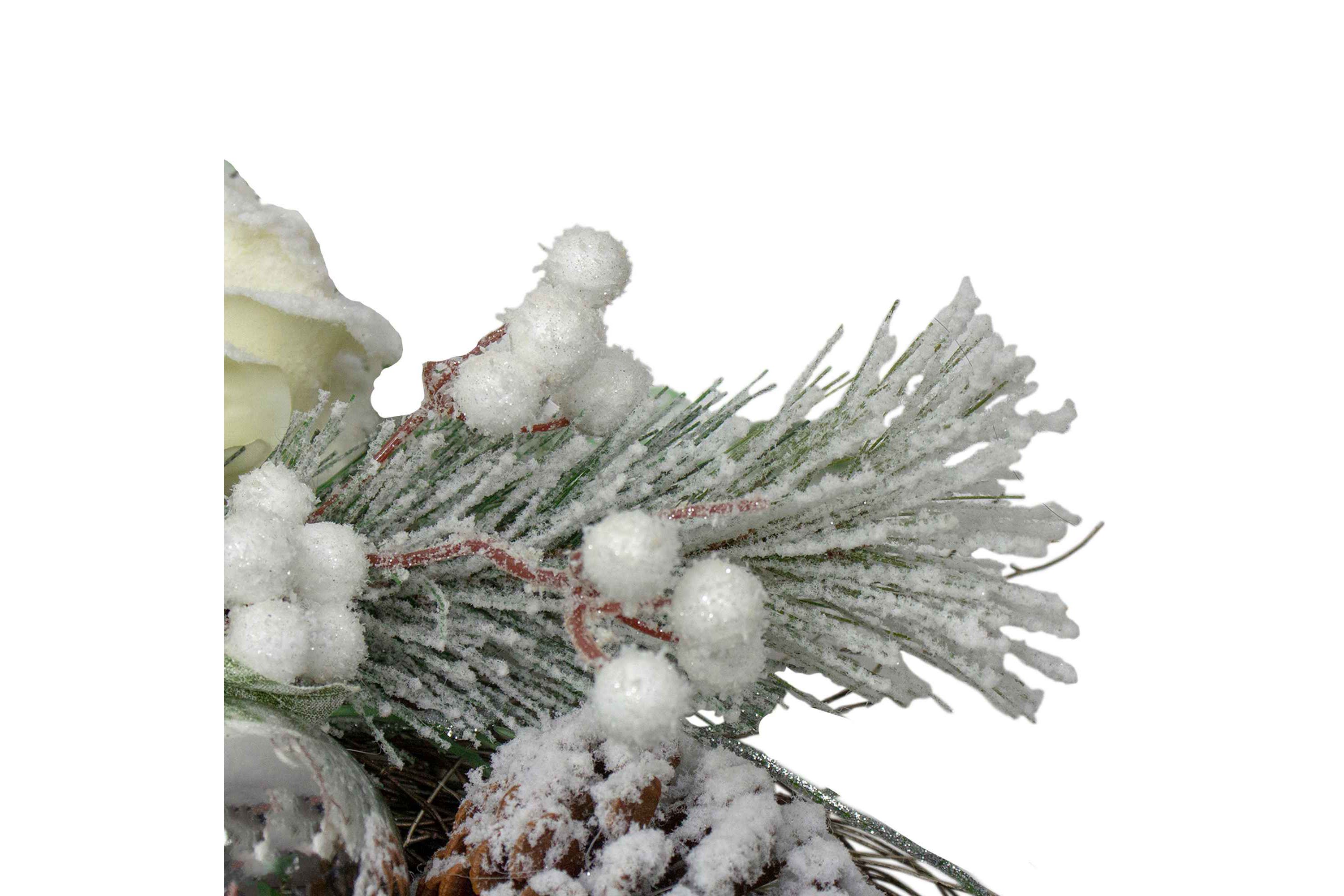 Floral Flocked Pine Artificial Grapevine Christmas Wreath - 24" - Unlit