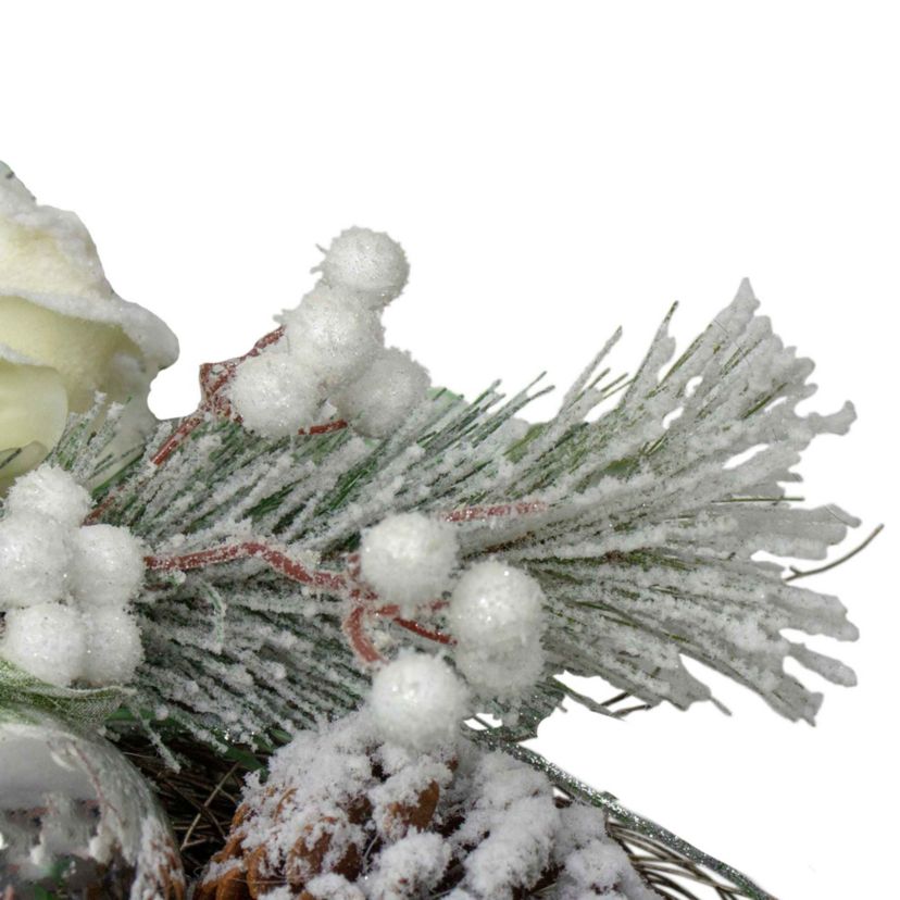 Floral Flocked Pine Artificial Grapevine Christmas Wreath - 24" - Unlit