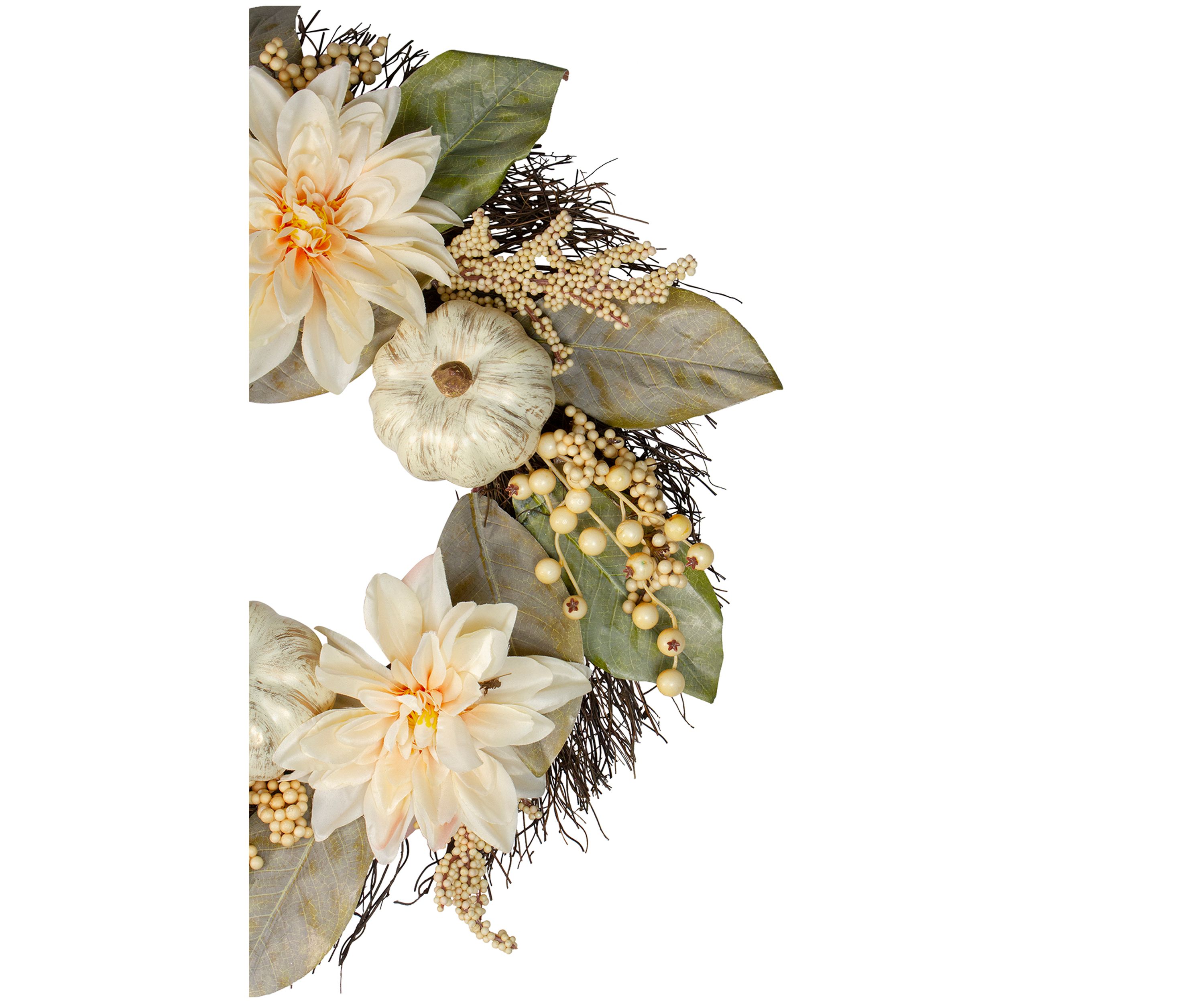 Dahlia and Pumpkin Fall Artificial Floral Wreath  22- inch